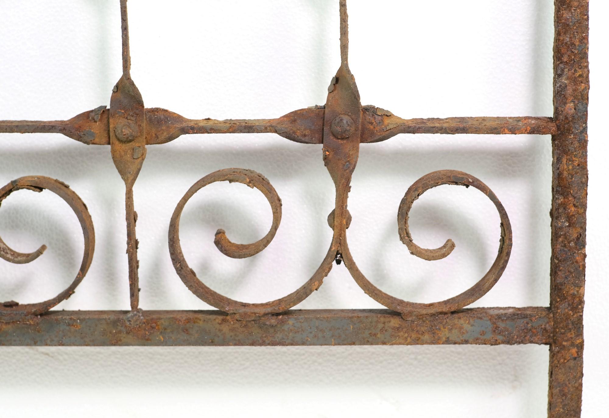 American Antique Hand Wrought Iron Transom Piece Riveted