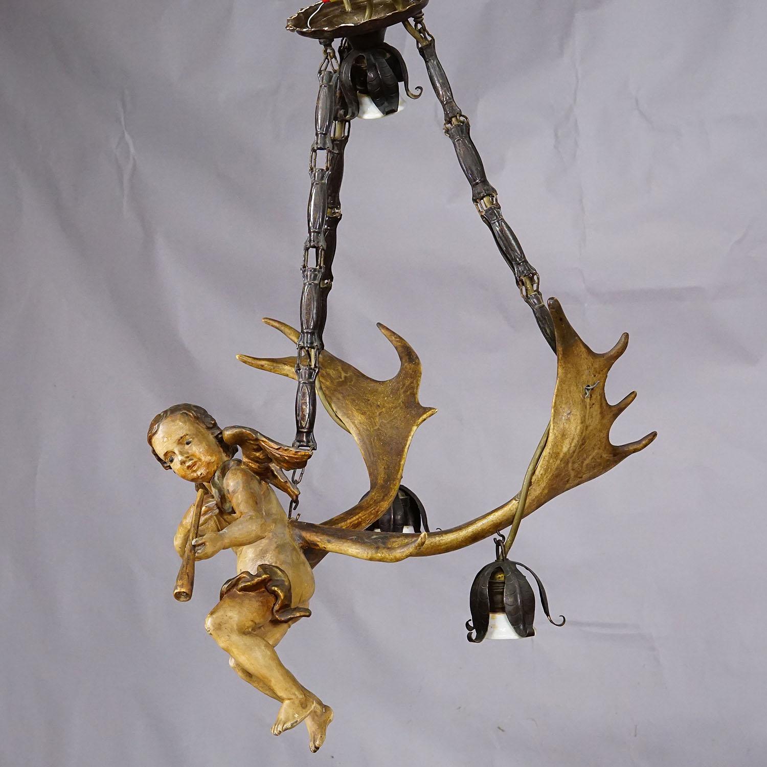 Victorian Antique Handcarved Lusterweibchen of an Angel ca. 1900 For Sale
