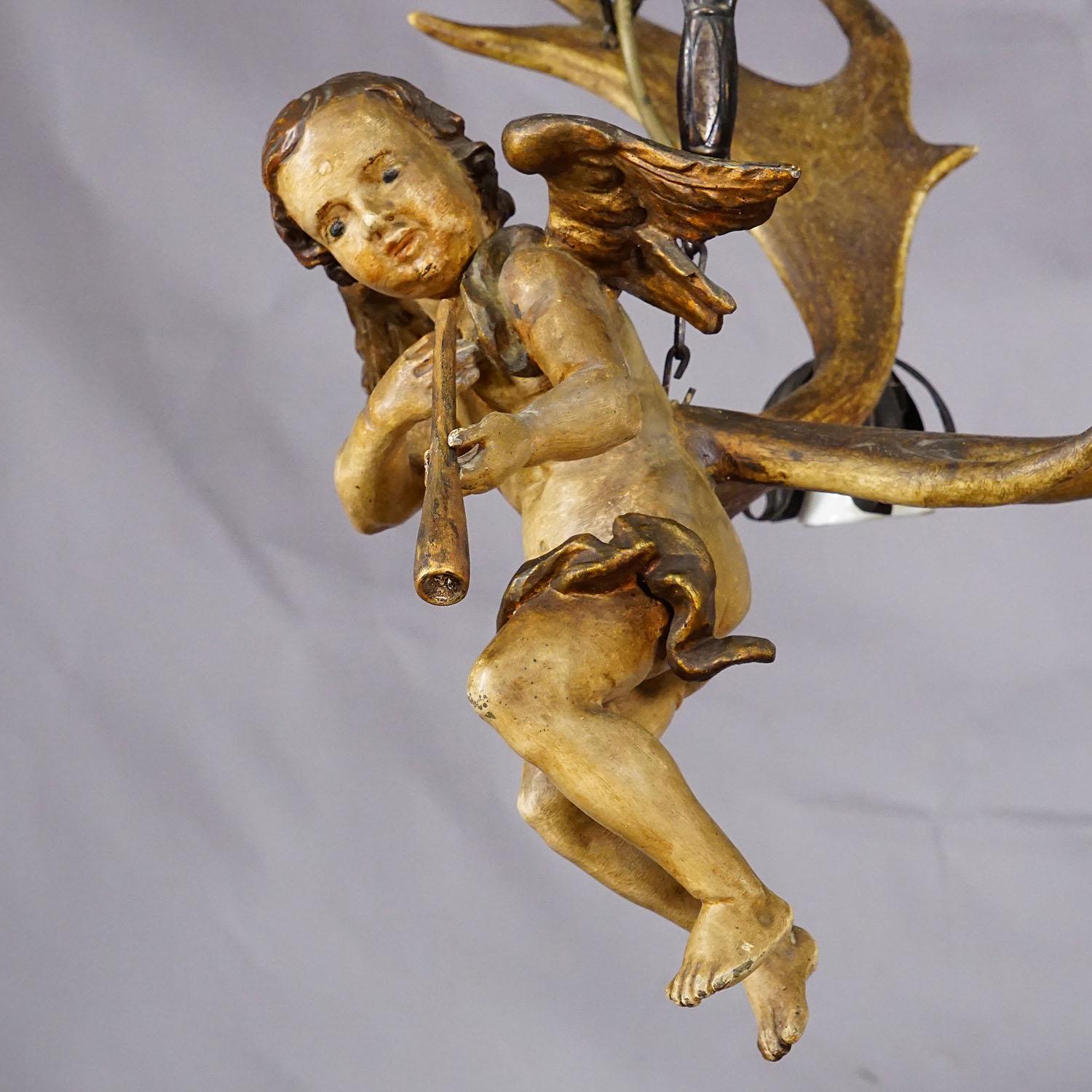 German Antique Handcarved Lusterweibchen of an Angel ca. 1900 For Sale