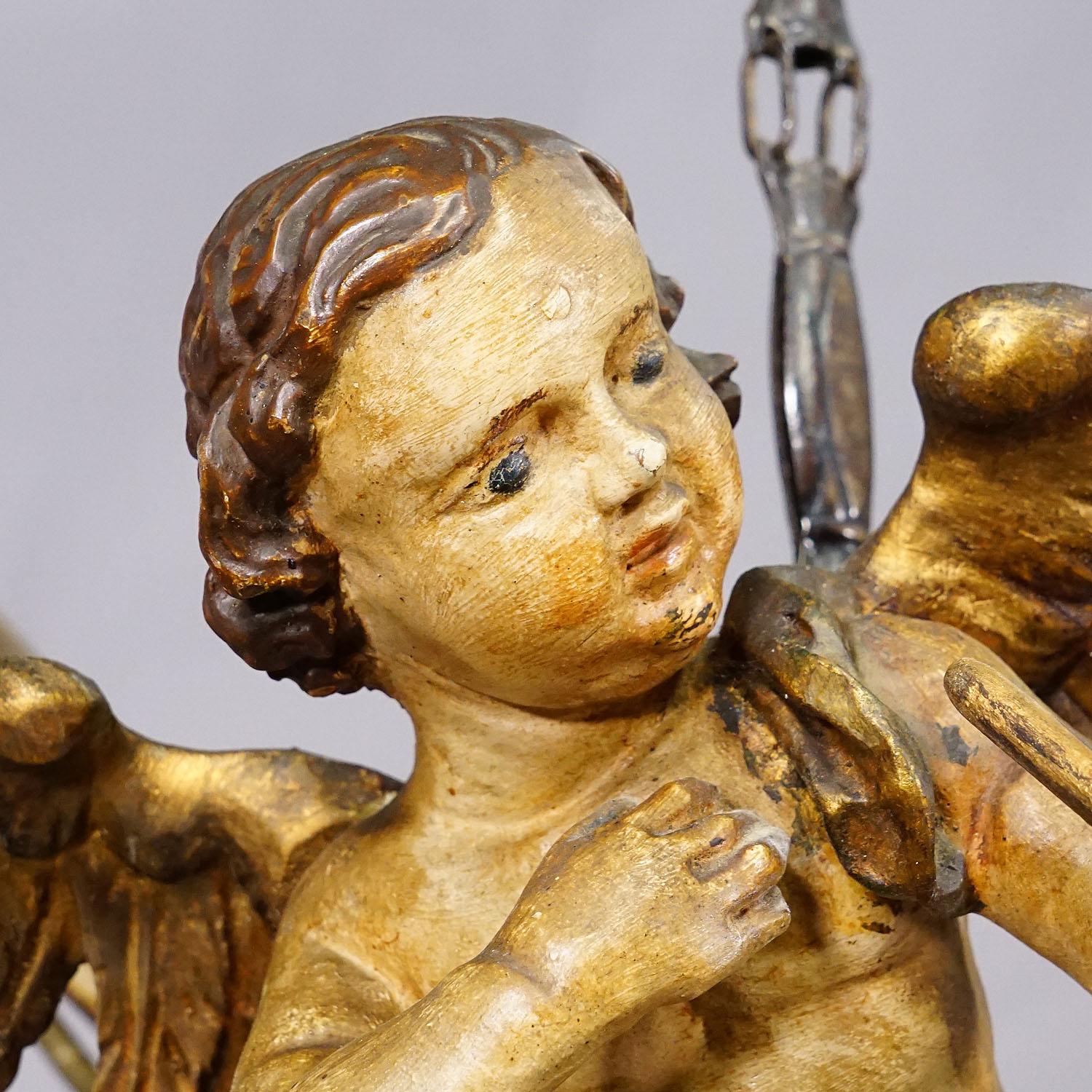 19th Century Antique Handcarved Lusterweibchen of an Angel ca. 1900 For Sale
