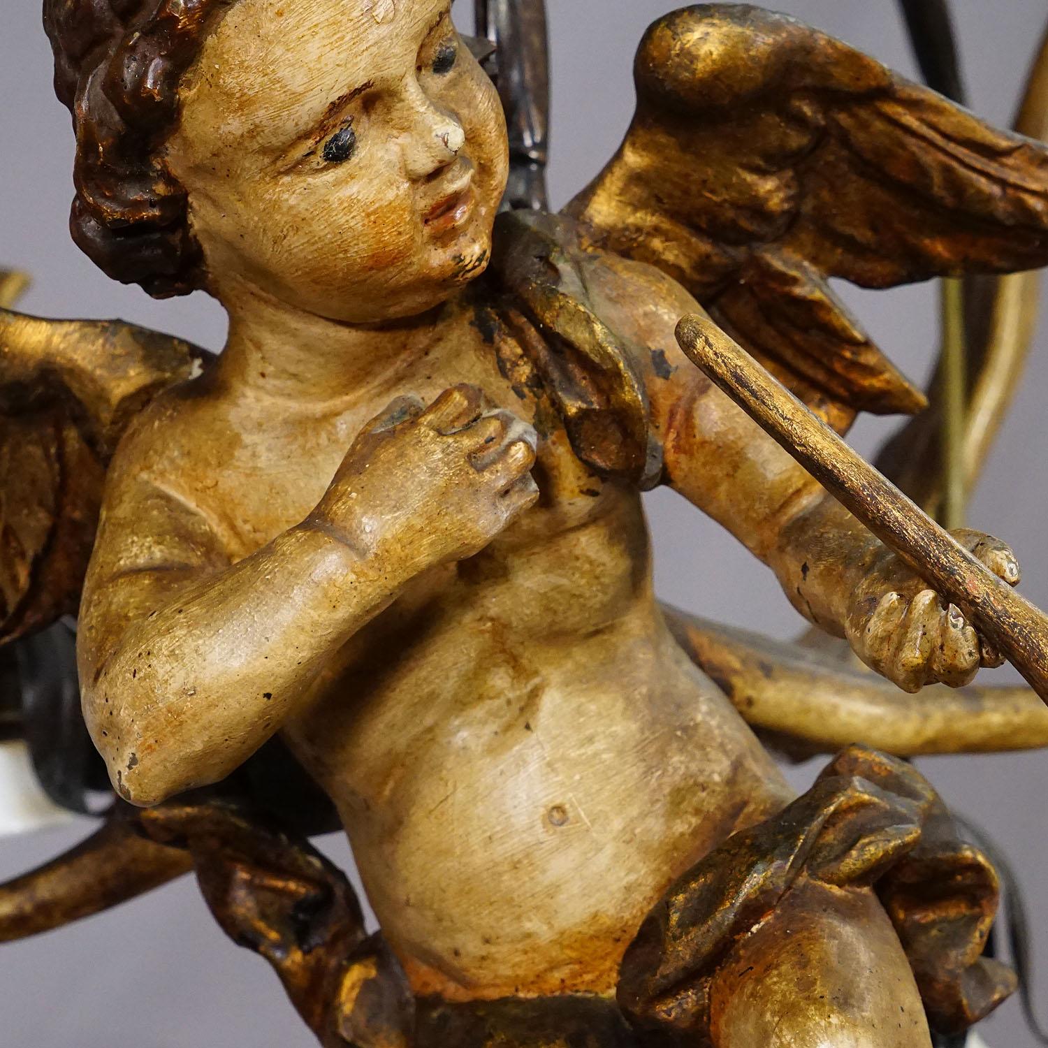 Wood Antique Handcarved Lusterweibchen of an Angel ca. 1900 For Sale