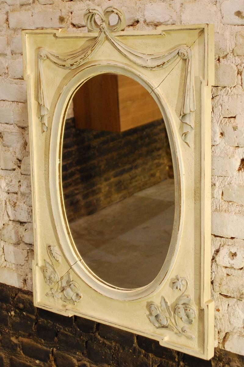 Antique Hand Carved Oak Jugendstil or Art Nouveau Mirror from France 1