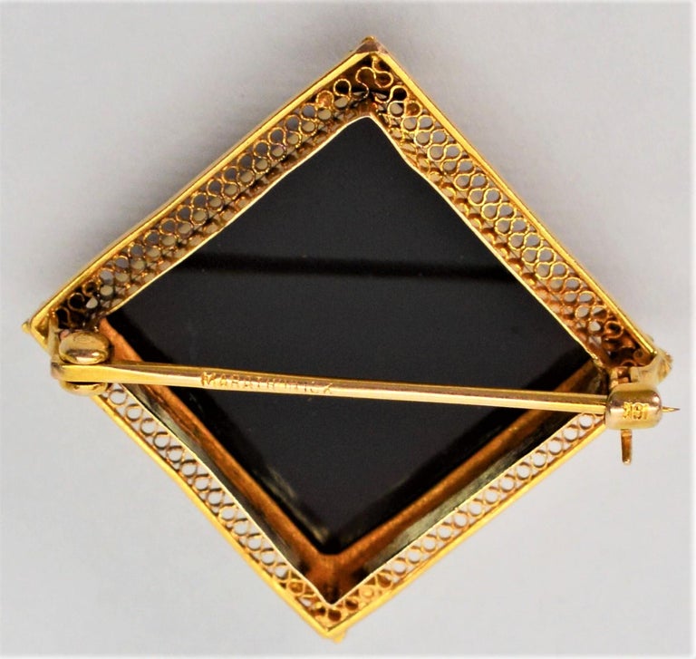 Broche Ancienne En Or 18 Carats – Camée En Onyx Du XVIIIe Siècle – Poids 23,45 G – Occasion