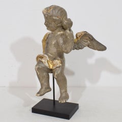 Antique Handcarved Wooden Italian Baroque Angel Figure, Circa 1750