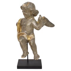 Antique Handcarved Wooden Italian Baroque Angel Figure, Circa 1750
