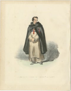 Antique Handcolored Print of a Reformed Redeemer in Ceremonial Robes, 1862
