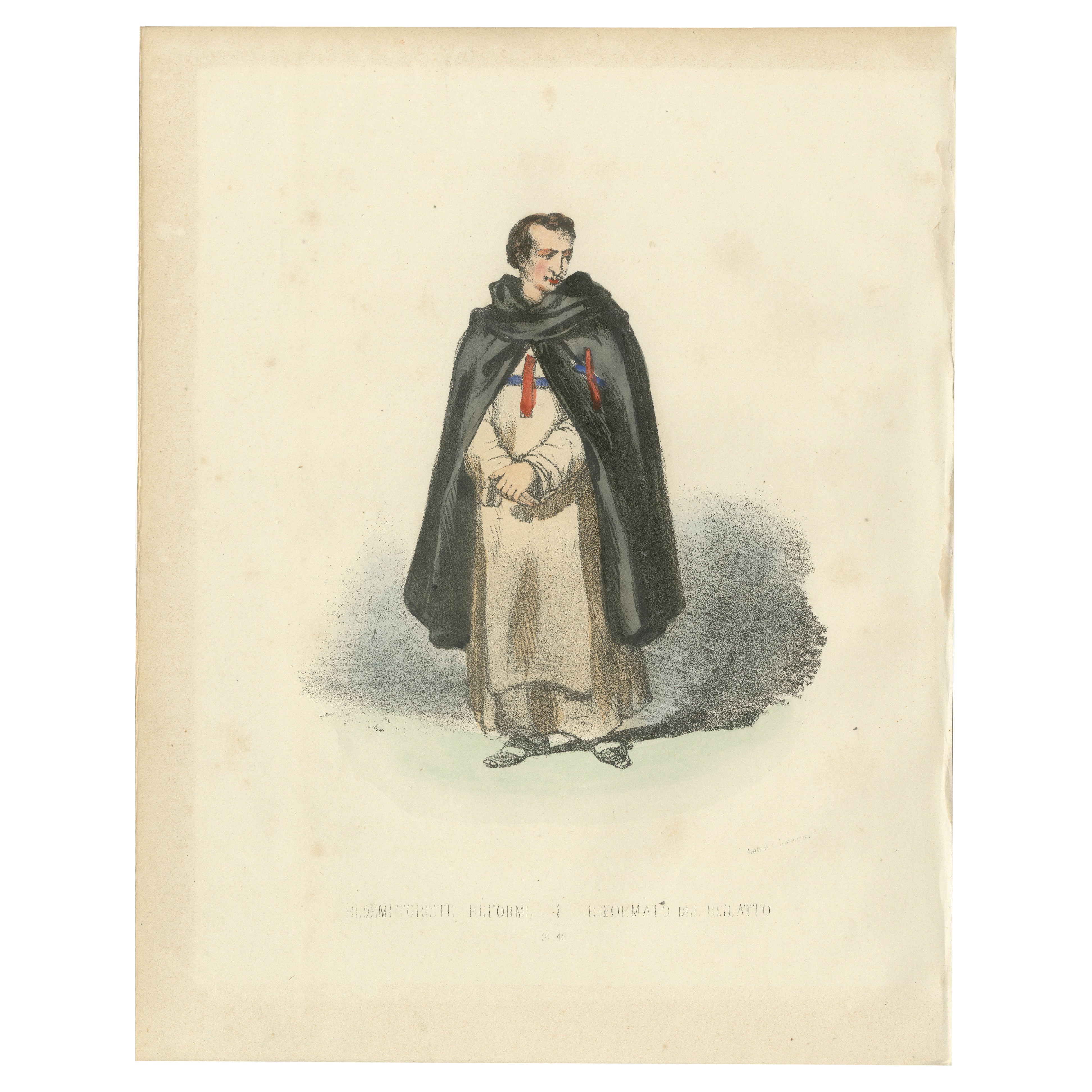 Antiker handkolorierter Druck eines reformierten Erlösers in zeremoniellen Gewändern, 1862