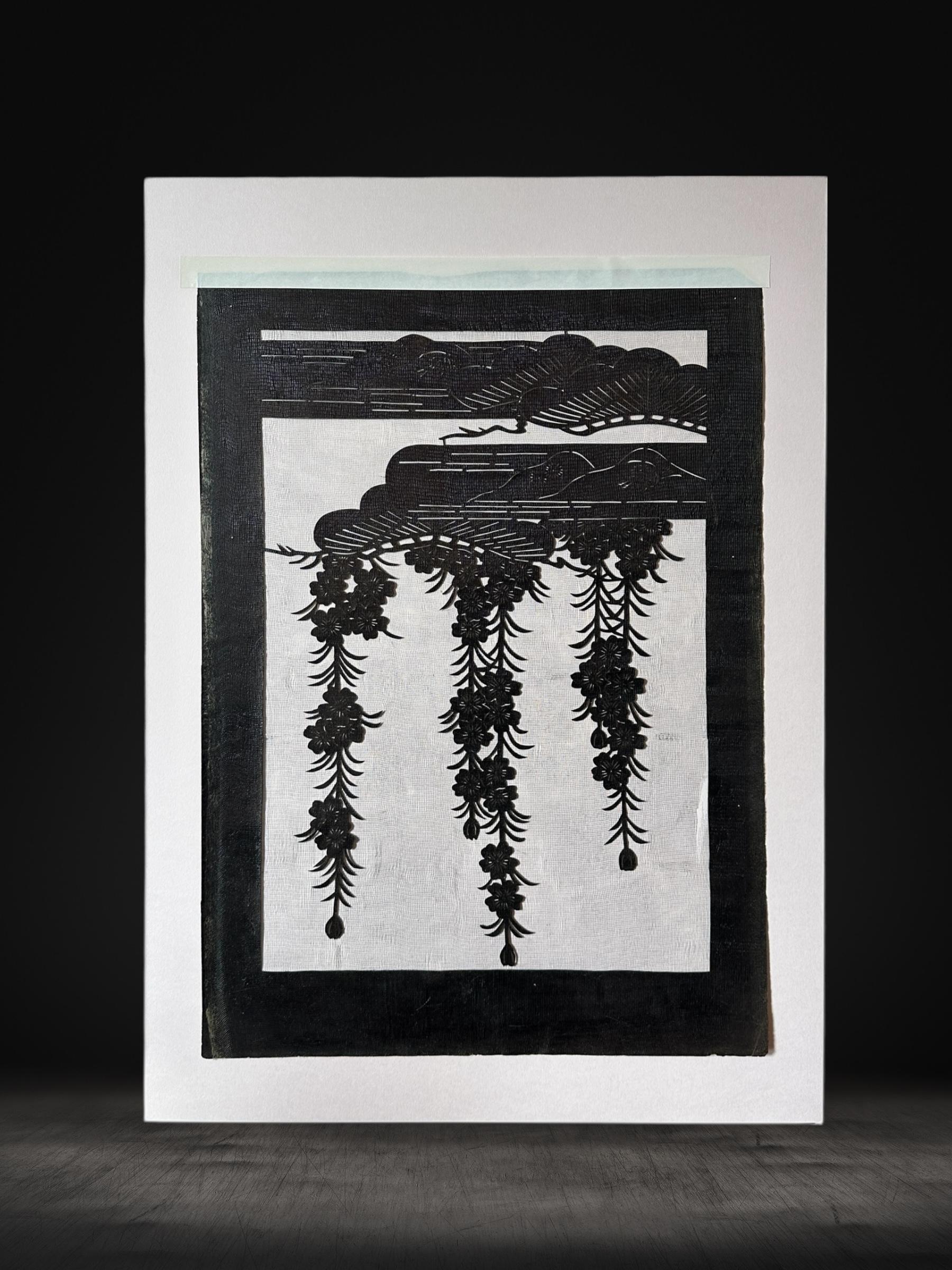 Japonais Pochoir ancien japonais Katagami du 20e siècle, fait à la main (pochoir pour la teinture des kimonos) en vente