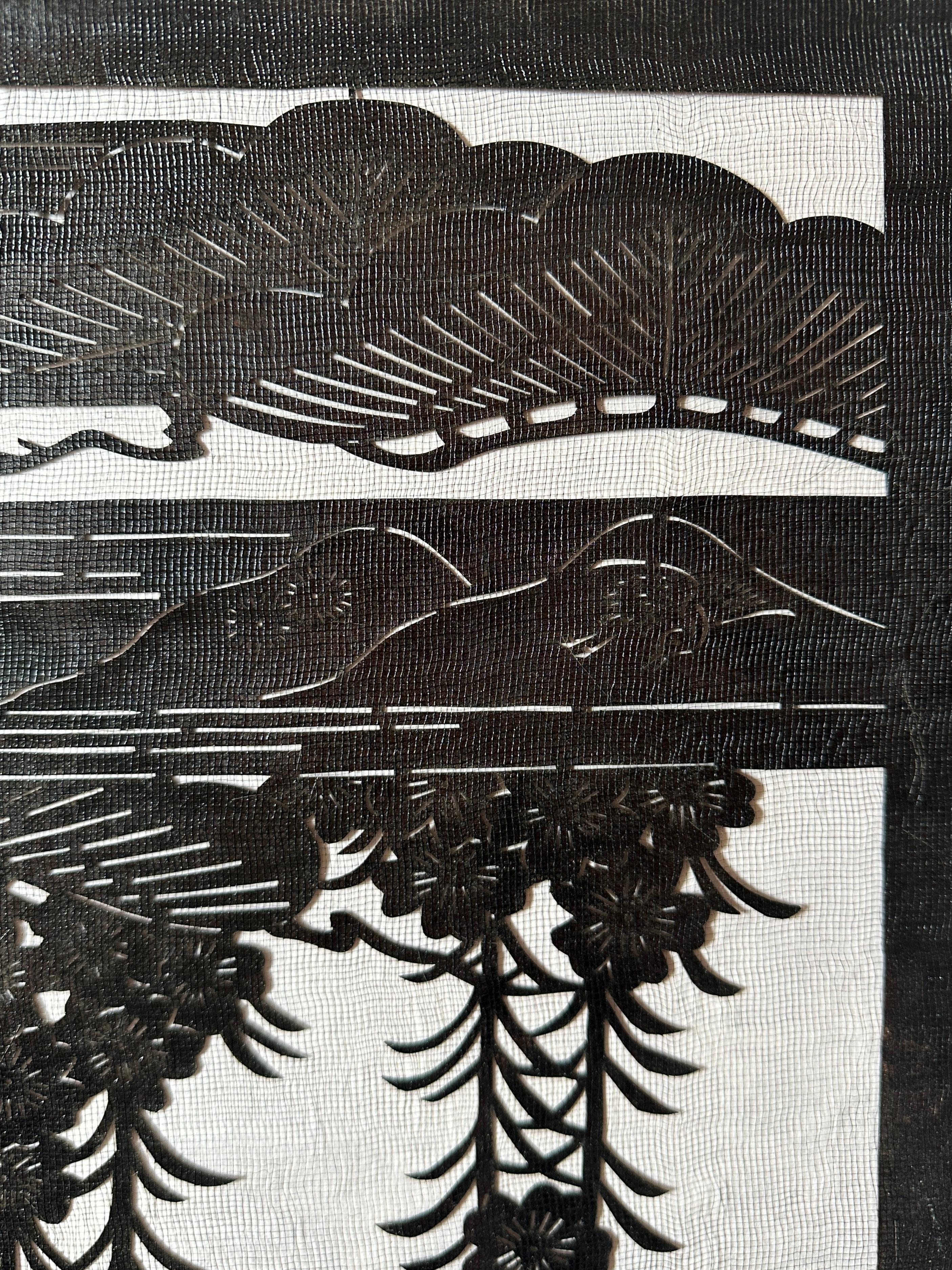 Fait main Pochoir ancien japonais Katagami du 20e siècle, fait à la main (pochoir pour la teinture des kimonos) en vente