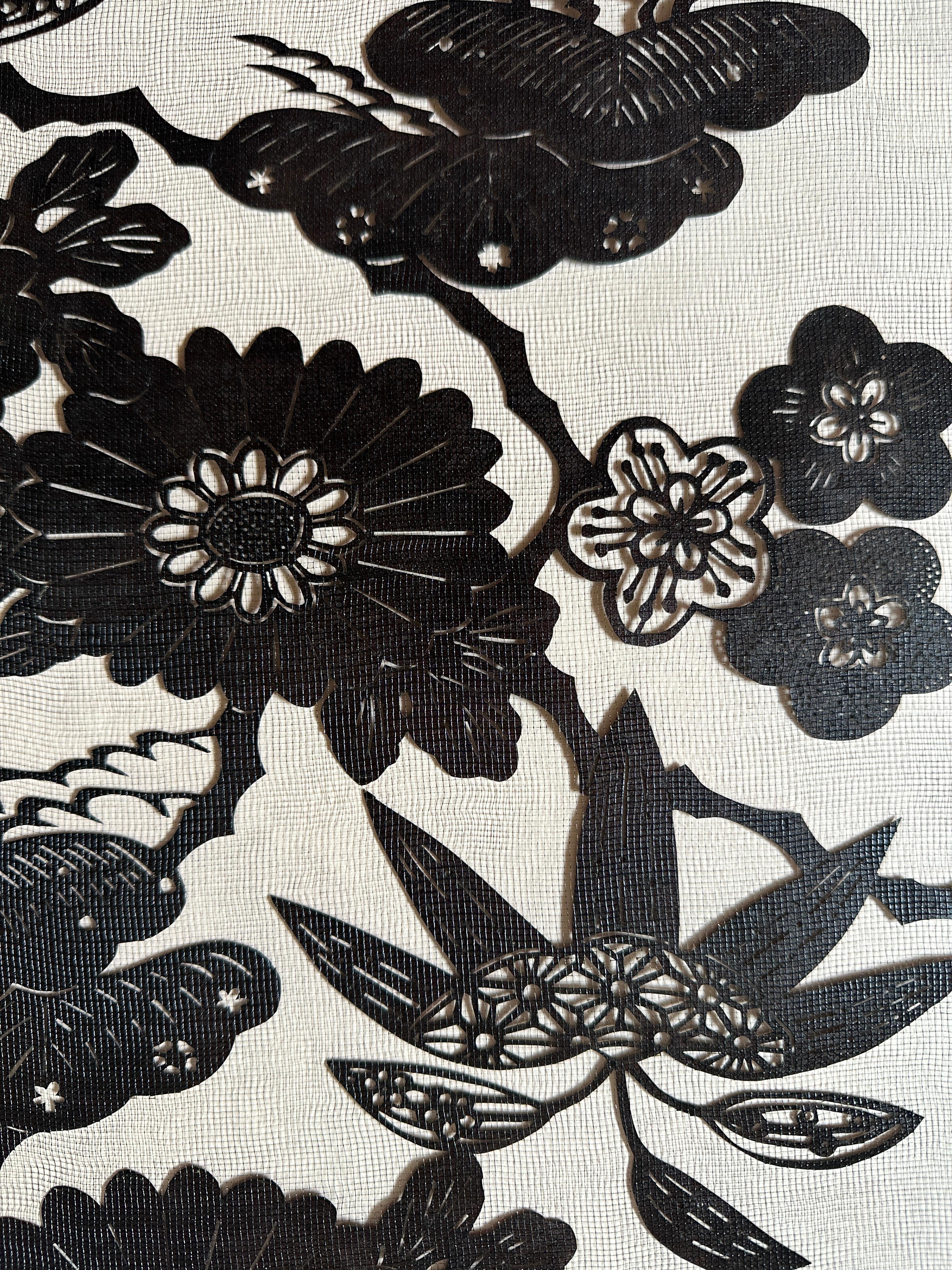 20ième siècle Pochoir ancien japonais Katagami du 20e siècle, fait à la main (pochoir pour la teinture des kimonos) en vente