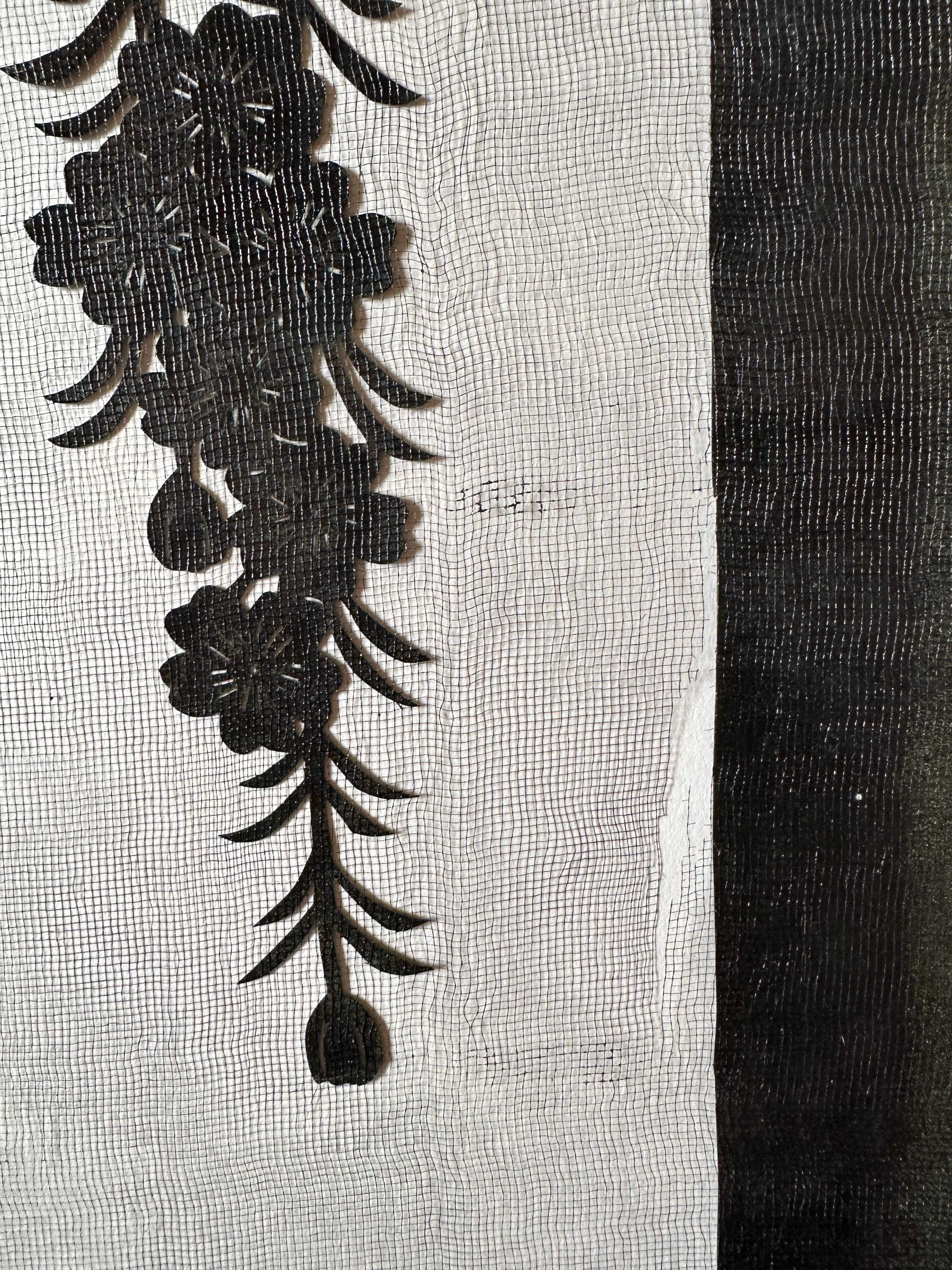 20ième siècle Pochoir ancien japonais Katagami du 20e siècle, fait à la main (pochoir pour la teinture des kimonos) en vente