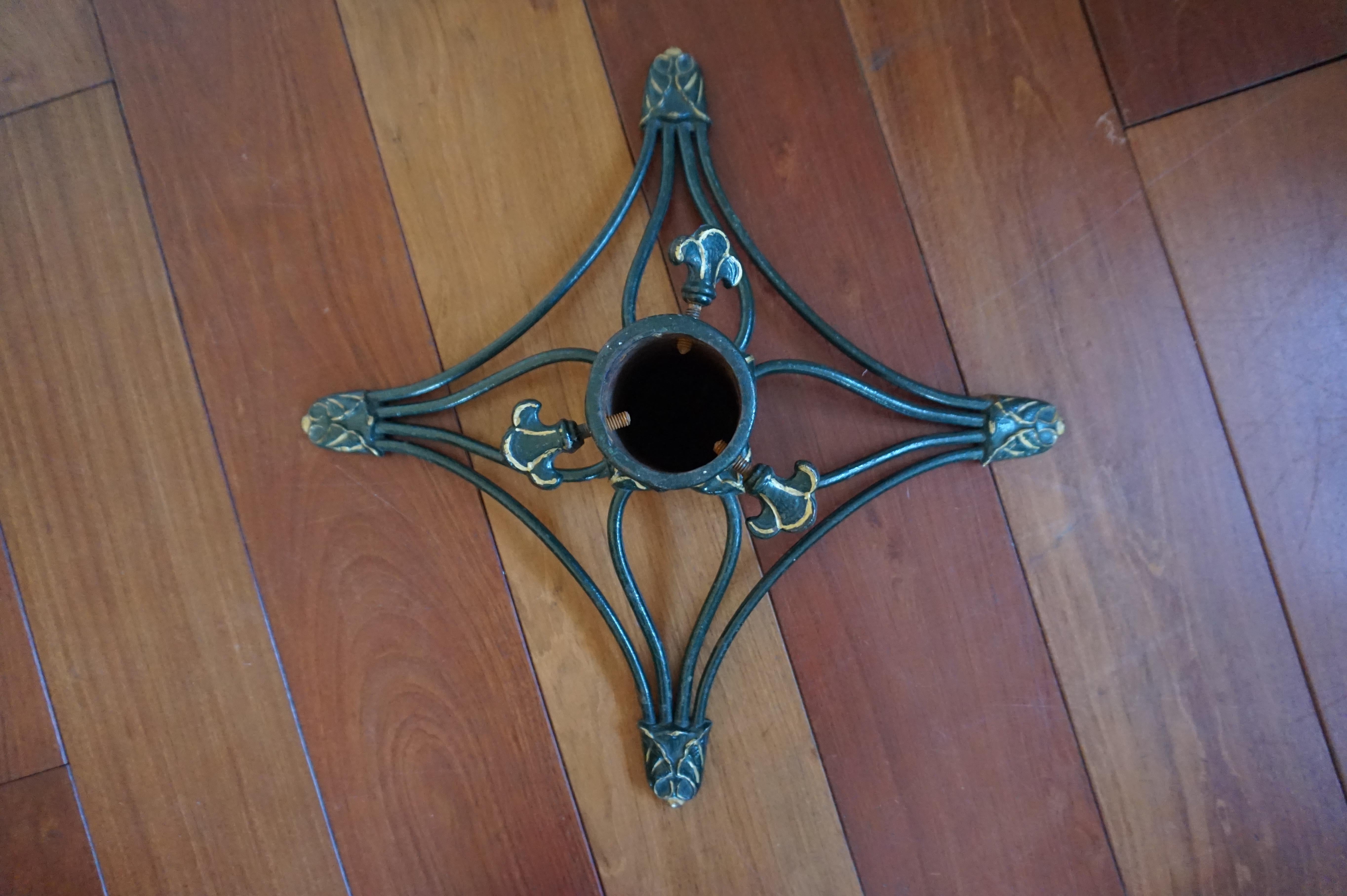 European Antique Handcrafted and Hand Painted Arts & Crafts Iron Christmas Tree Stand For Sale