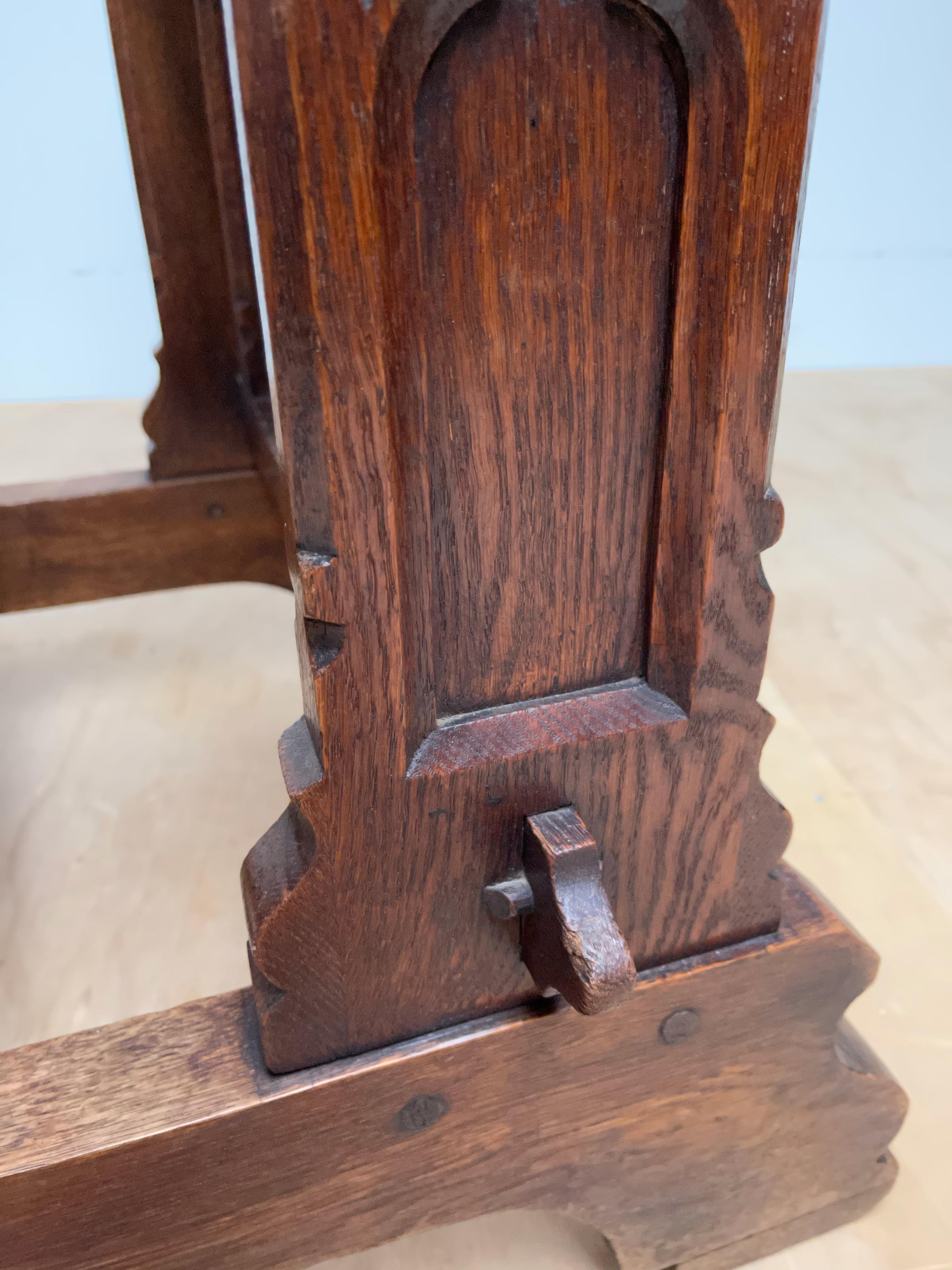 Antique Handcrafted & Carved Oak Gothic Revival Church Prayer Chair for Kneeling 9