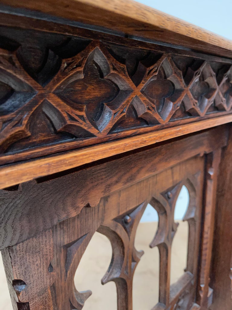 Antique Handcrafted and Carved Oak Gothic Revival Church Prayer Chair ...