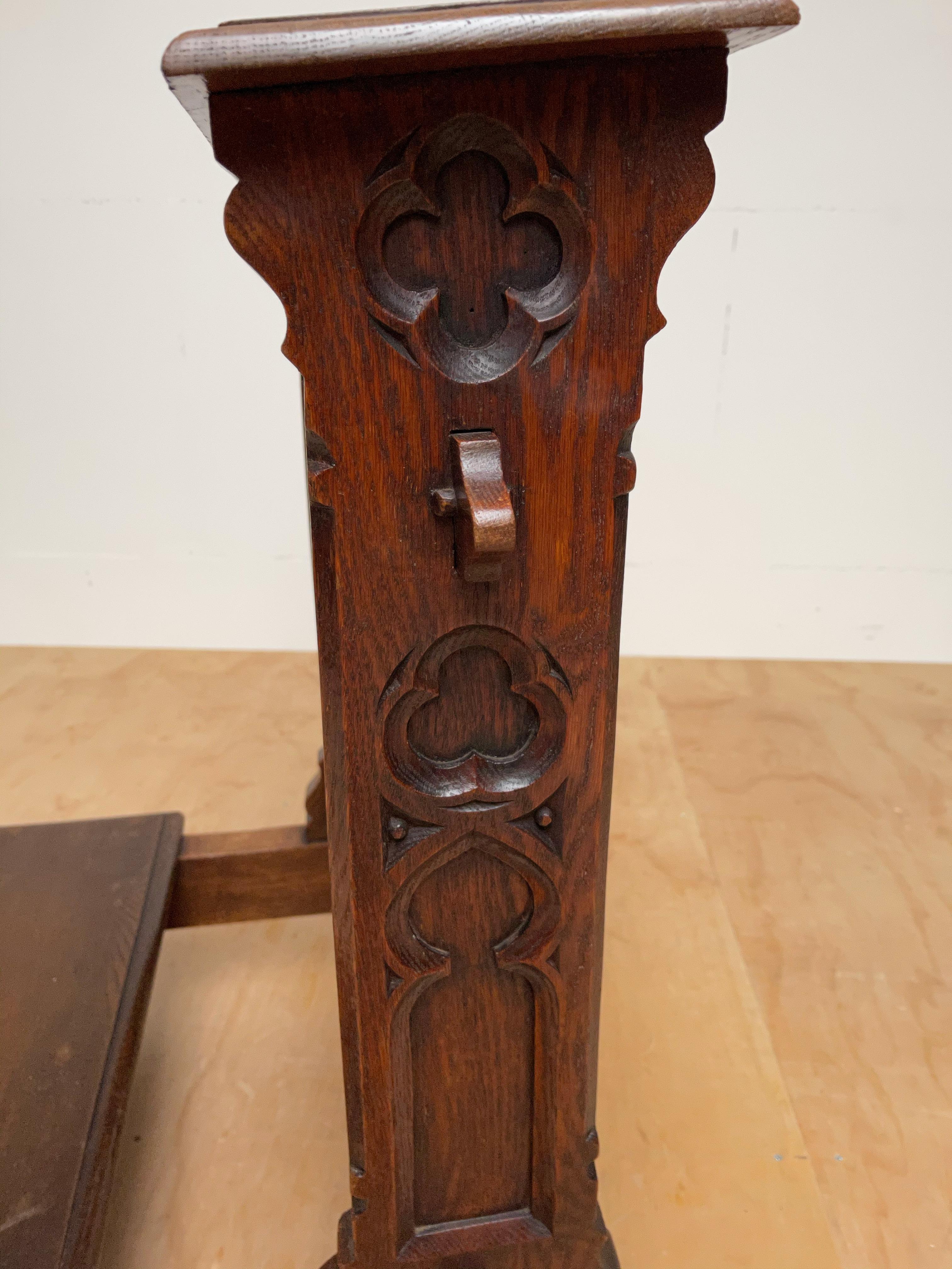 19th Century Antique Handcrafted & Carved Oak Gothic Revival Church Prayer Chair for Kneeling