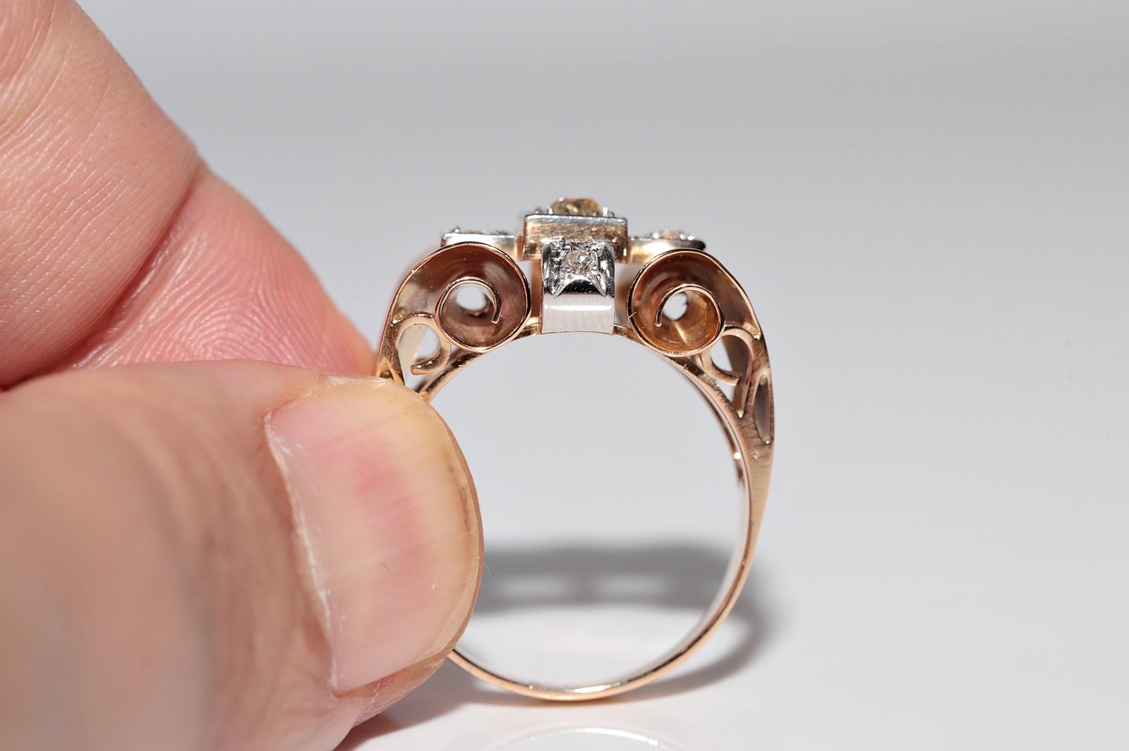 Antiquities Handcraft  Circa 1900s Gold 18k Natural Old Cut Diamond Tank Ring (Bague de réservoir en or 18k avec diamant naturel de taille ancienne) en vente 5