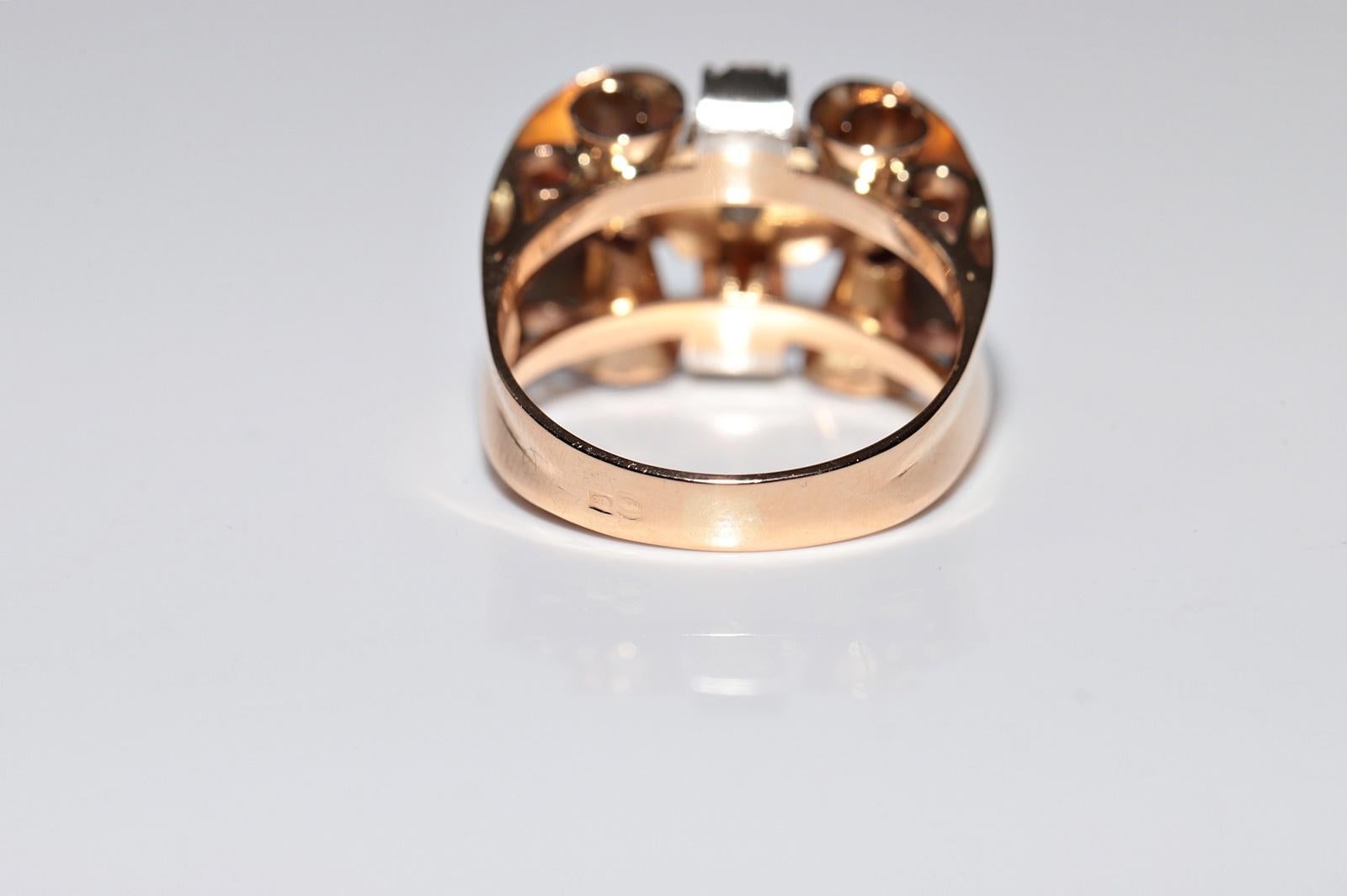 Antiquities Handcraft  Circa 1900s Gold 18k Natural Old Cut Diamond Tank Ring (Bague de réservoir en or 18k avec diamant naturel de taille ancienne) en vente 6