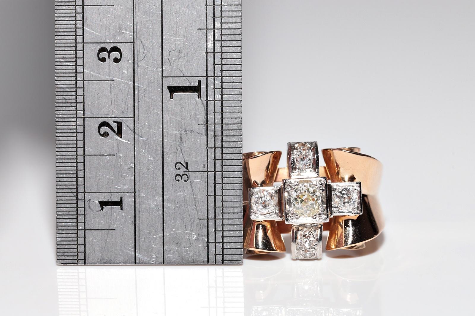 Antiquities Handcraft  Circa 1900s Gold 18k Natural Old Cut Diamond Tank Ring (Bague de réservoir en or 18k avec diamant naturel de taille ancienne) en vente 10