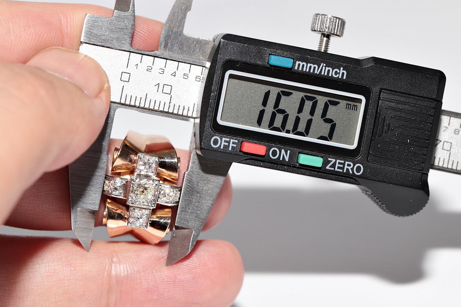 Antiquities Handcraft  Circa 1900s Gold 18k Natural Old Cut Diamond Tank Ring (Bague de réservoir en or 18k avec diamant naturel de taille ancienne) en vente 12