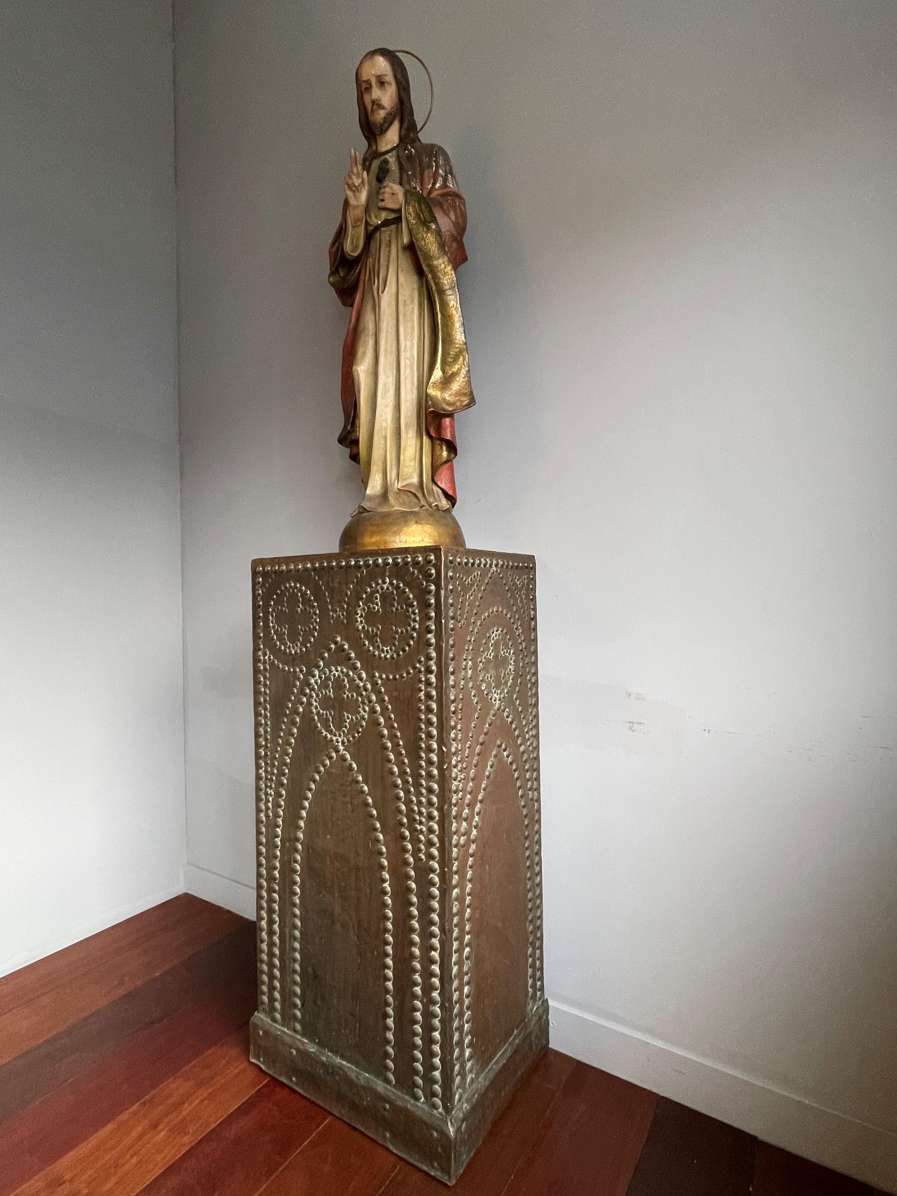 Unique Gothic pedestal with large brass rivots in church window-like patterns.

If only the rarest is good enough for you then this good size, architectural church pedestal could be the perfect addition to your collection/interior. Over the decades