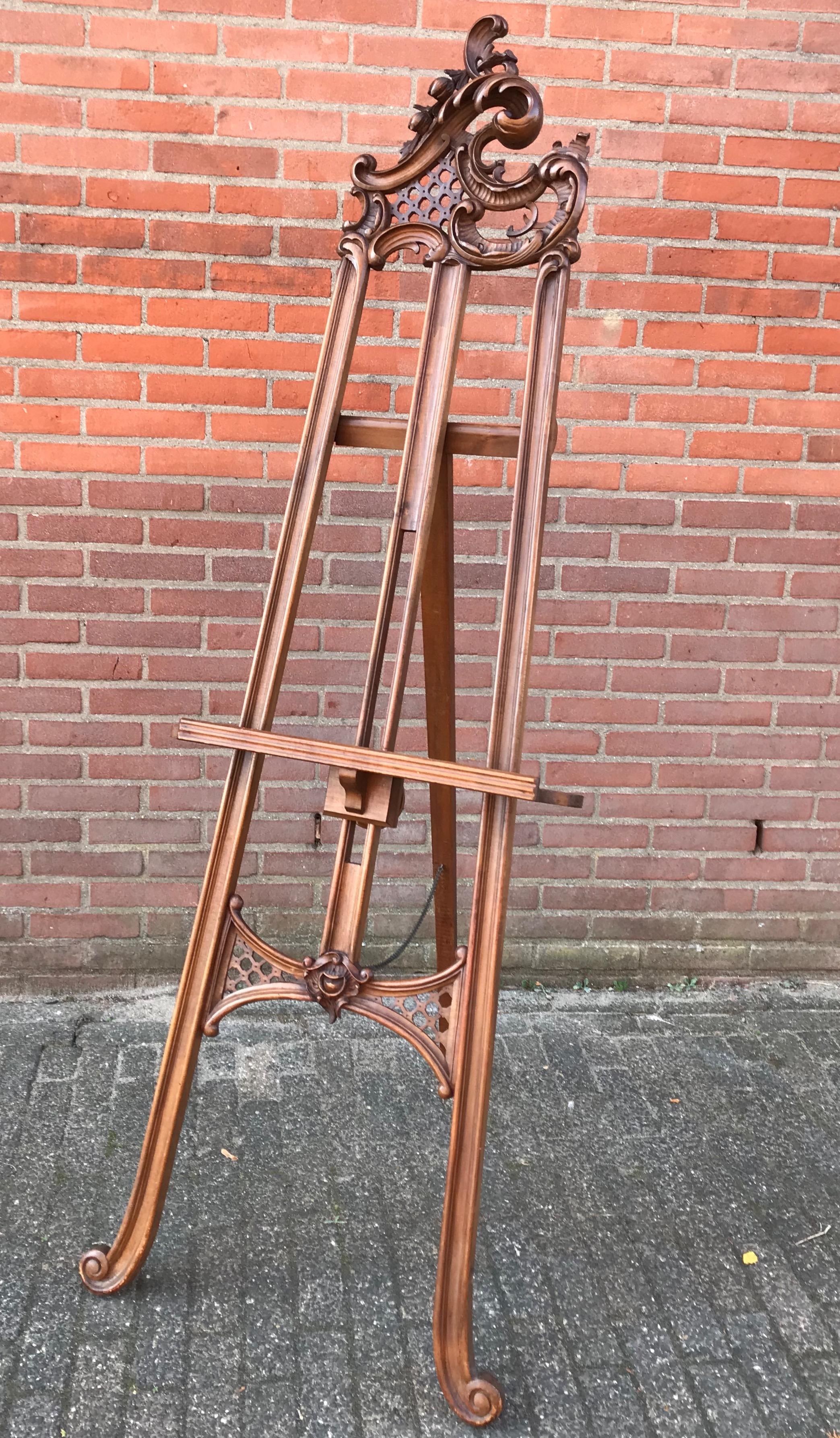 Baroque Revival Antique Handcrafted Italian Floor Studio Easel or Artist Painting Display Stand