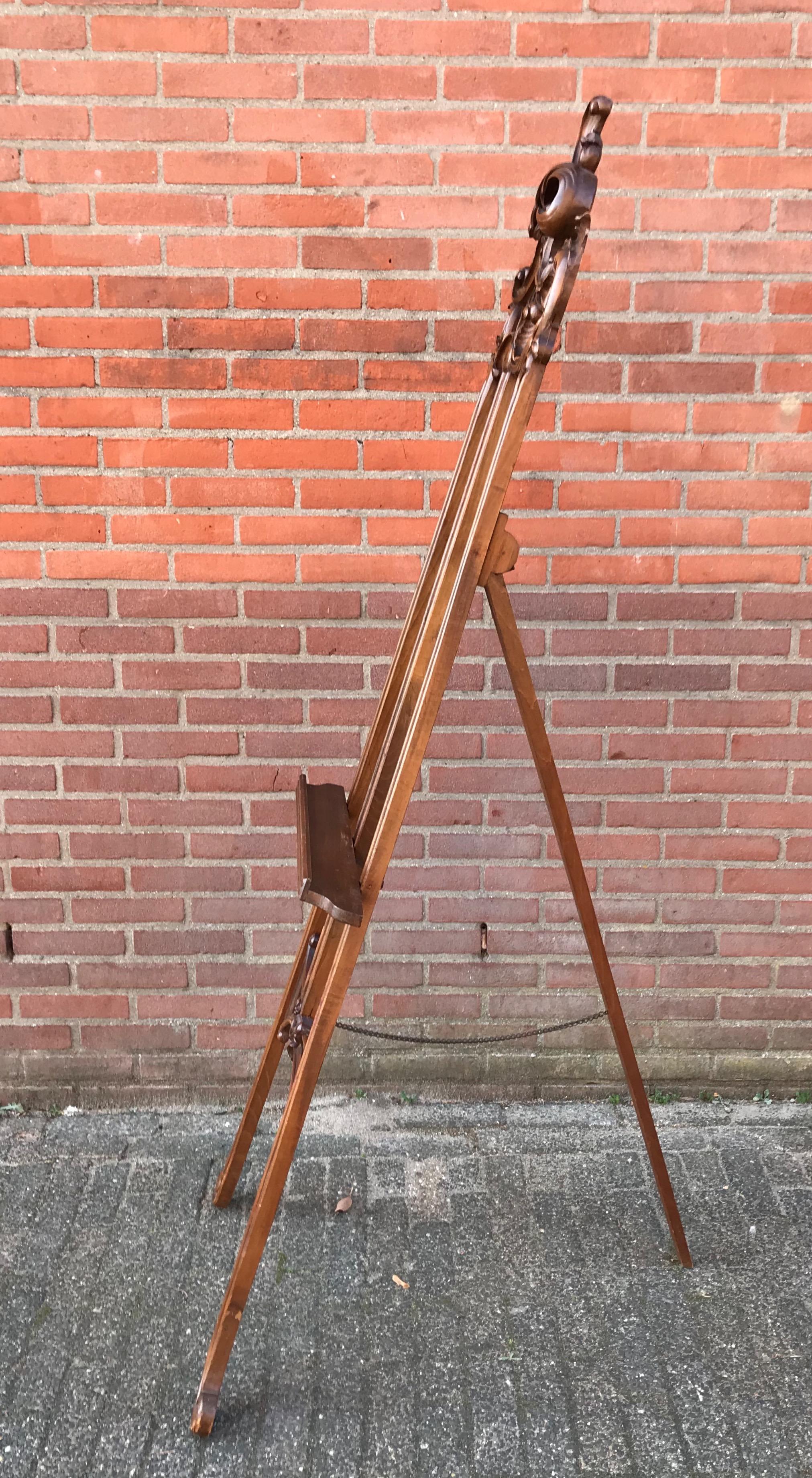 Hand-Crafted Antique Handcrafted Italian Floor Studio Easel or Artist Painting Display Stand