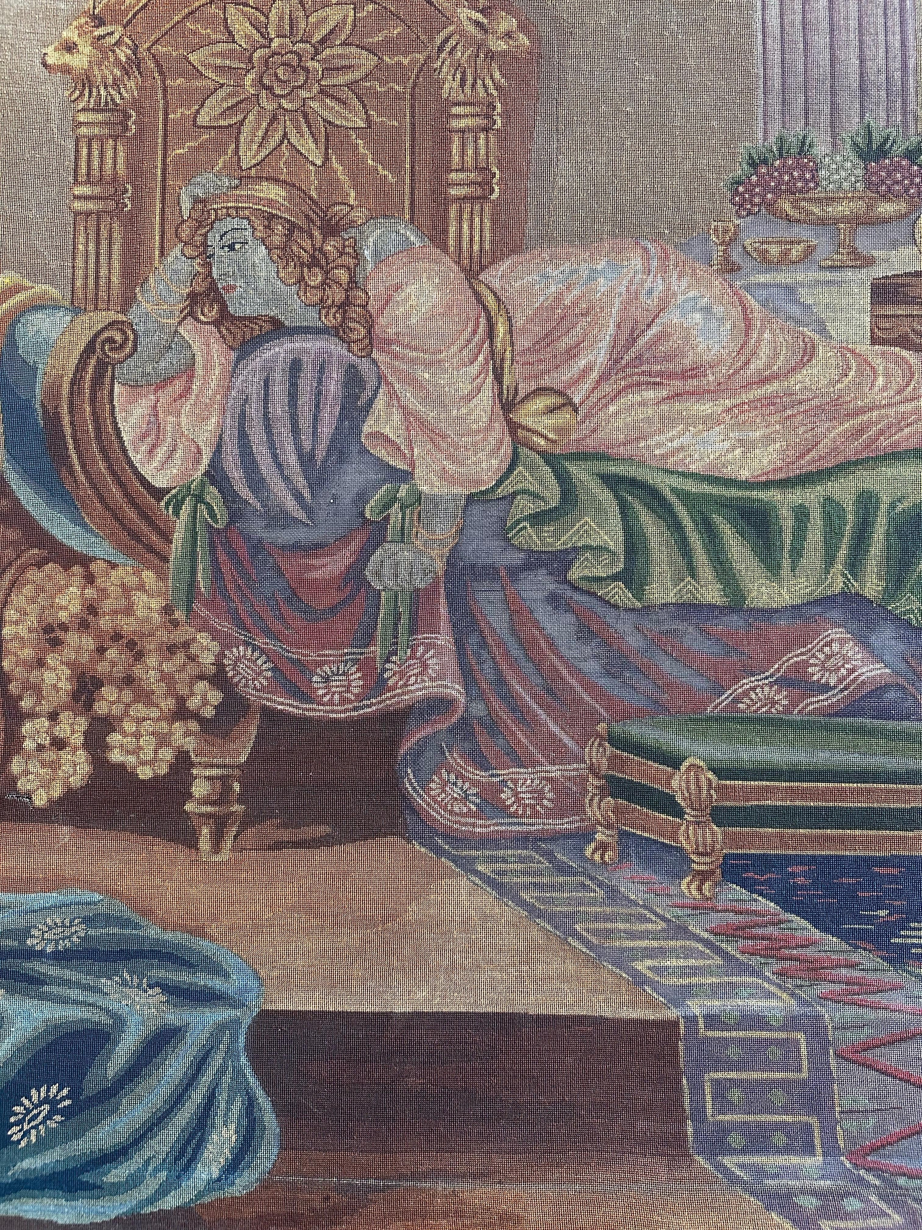 Antike handgefertigte Nadelspitze, die einen klassischen romantisierten Orientalisten darstellt im Angebot 9