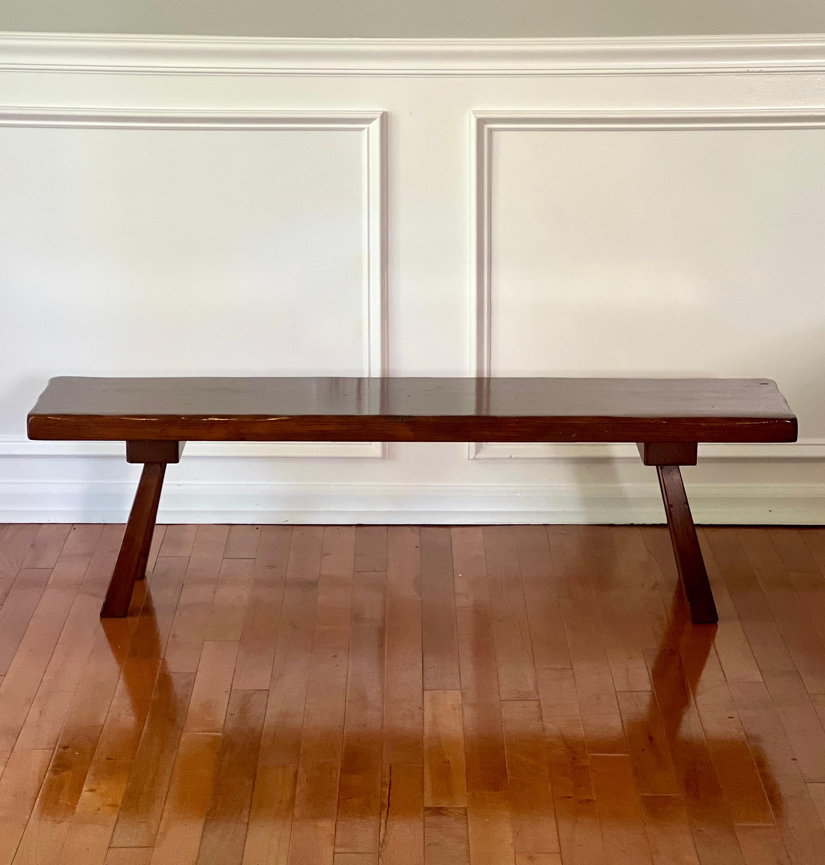 American Antique Handcrafted Oak Bench by Greenfield Industries, 1890's For Sale