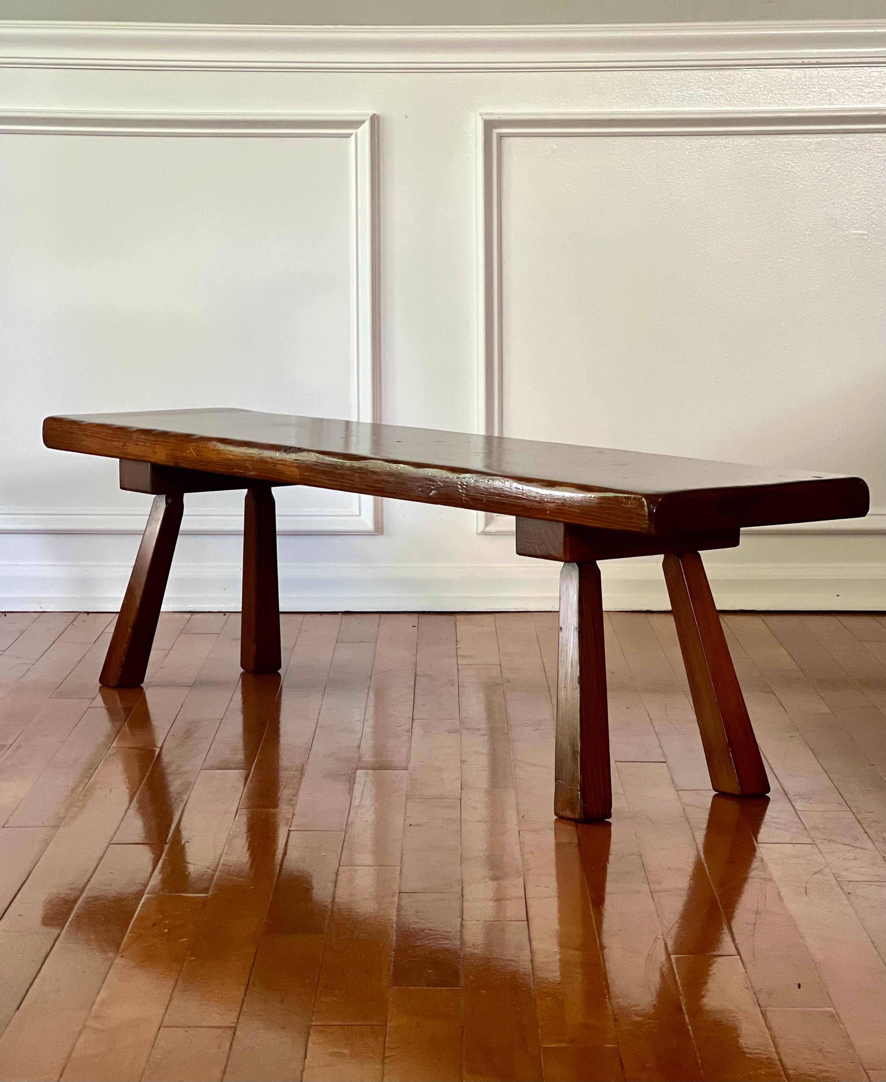 Antique Handcrafted Oak Bench by Greenfield Industries, 1890's In Good Condition For Sale In Doylestown, PA