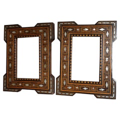 Antique & Handcrafted Pair of Moorish Arabic Motifs Inlaid Picture Photo Frames