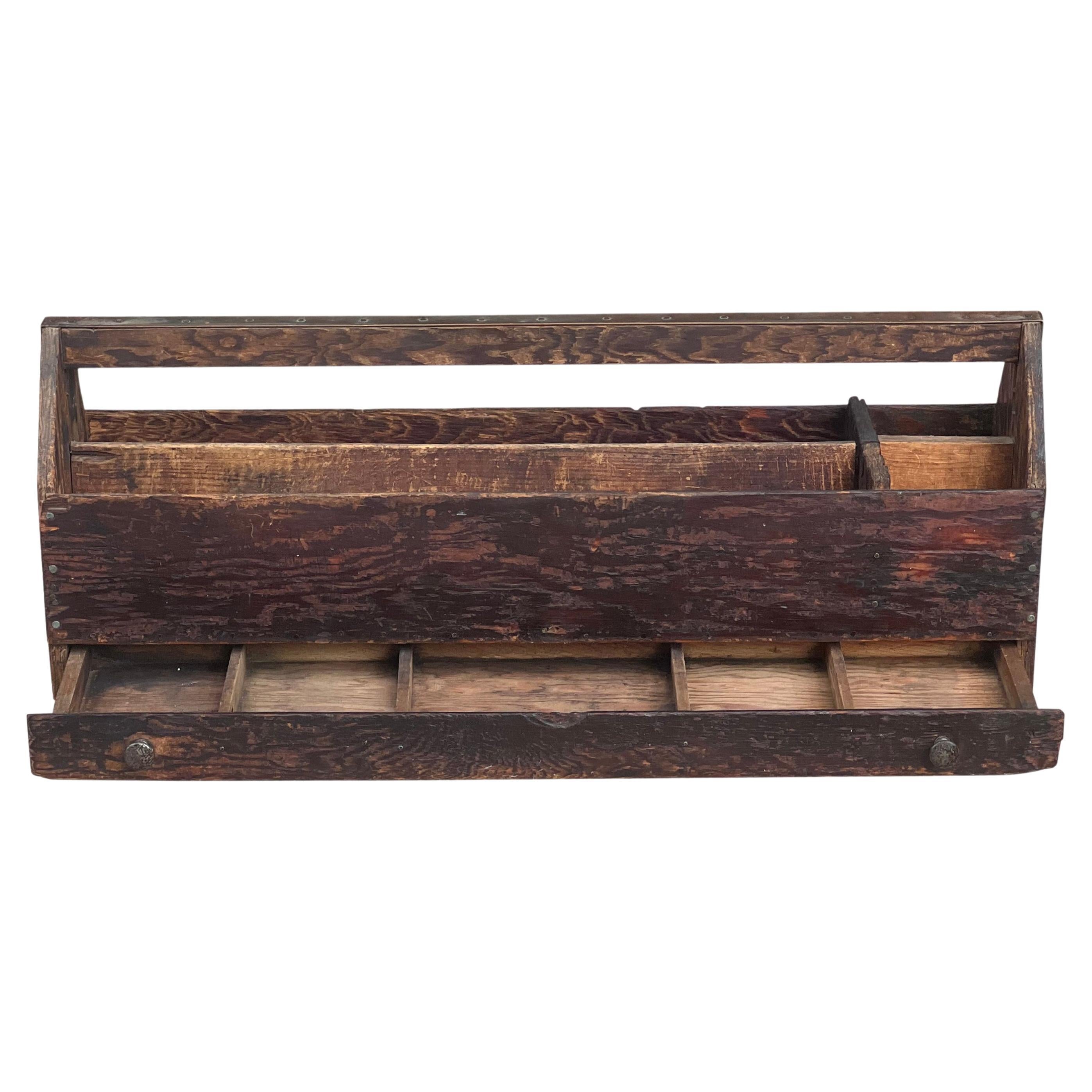 wooden tool caddy with handle