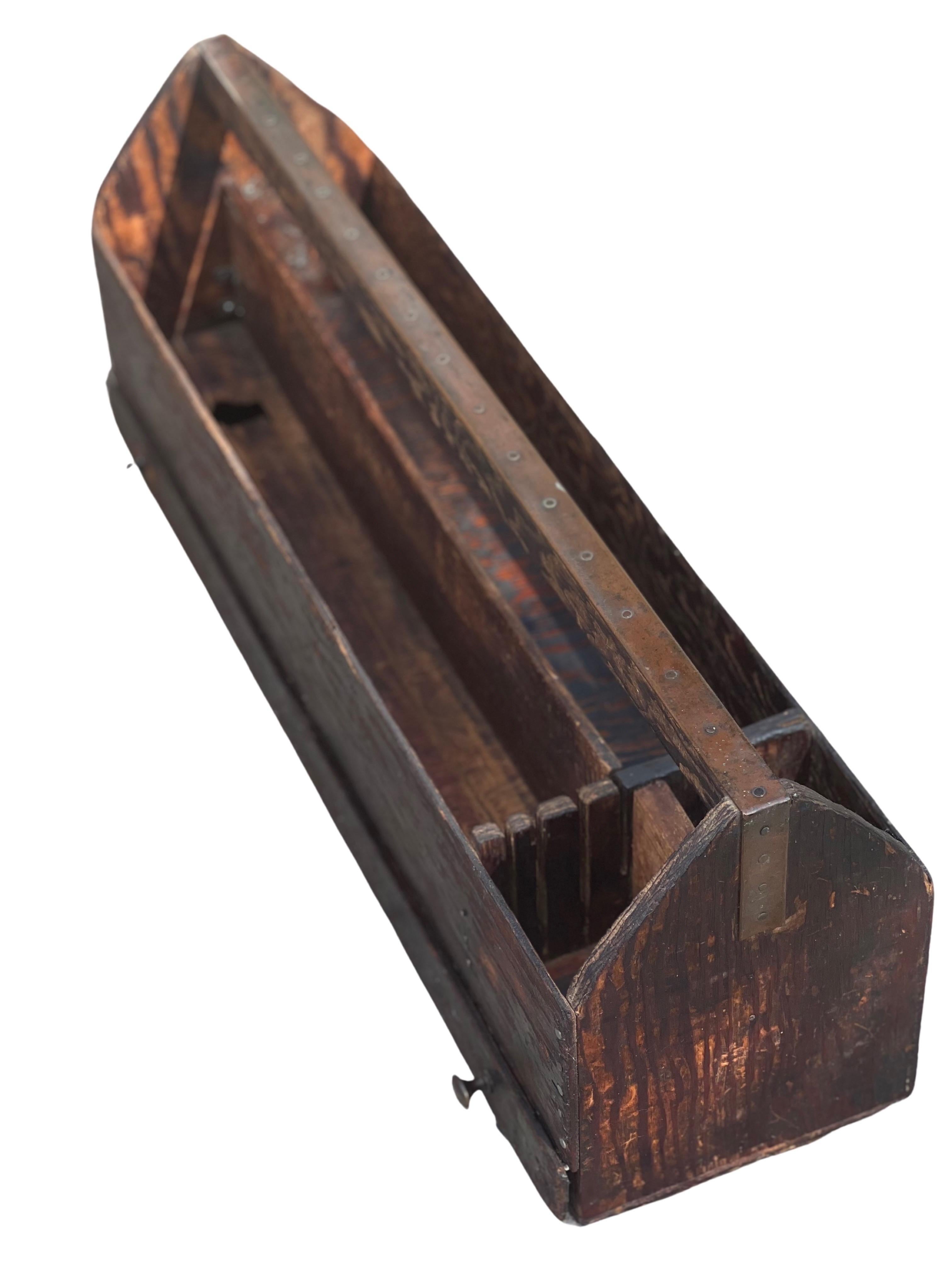 Hand-Crafted Antique Handcrafted Primitive Pine Tool Carrier or All-Purpose Caddy with Drawer For Sale