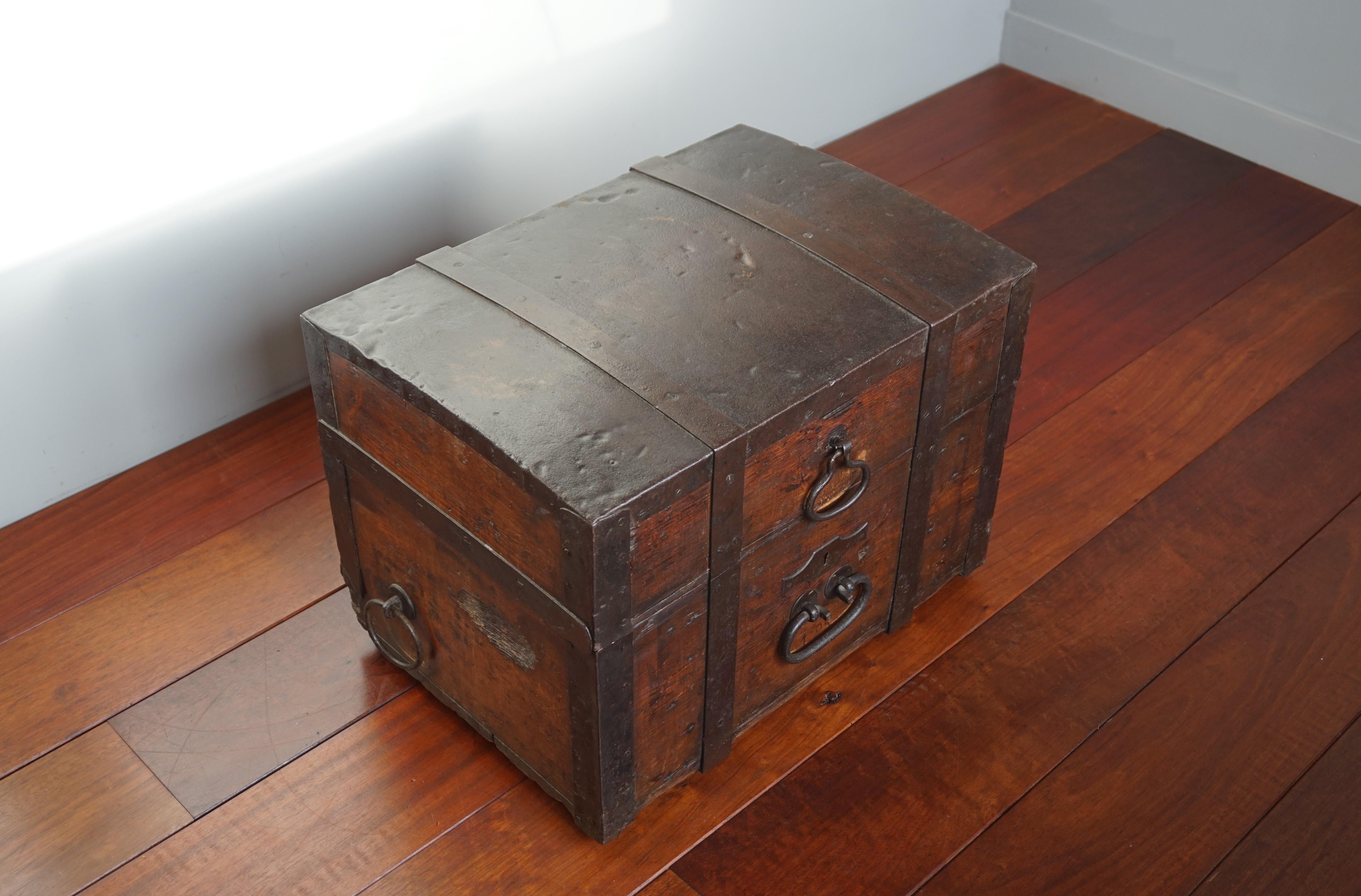 Very rare and highly decorative antique box with working lock and key.

This is another one of those rare antiques that makes you realize that no matter how long you have been in this trade, you will keep coming across pieces that you have never