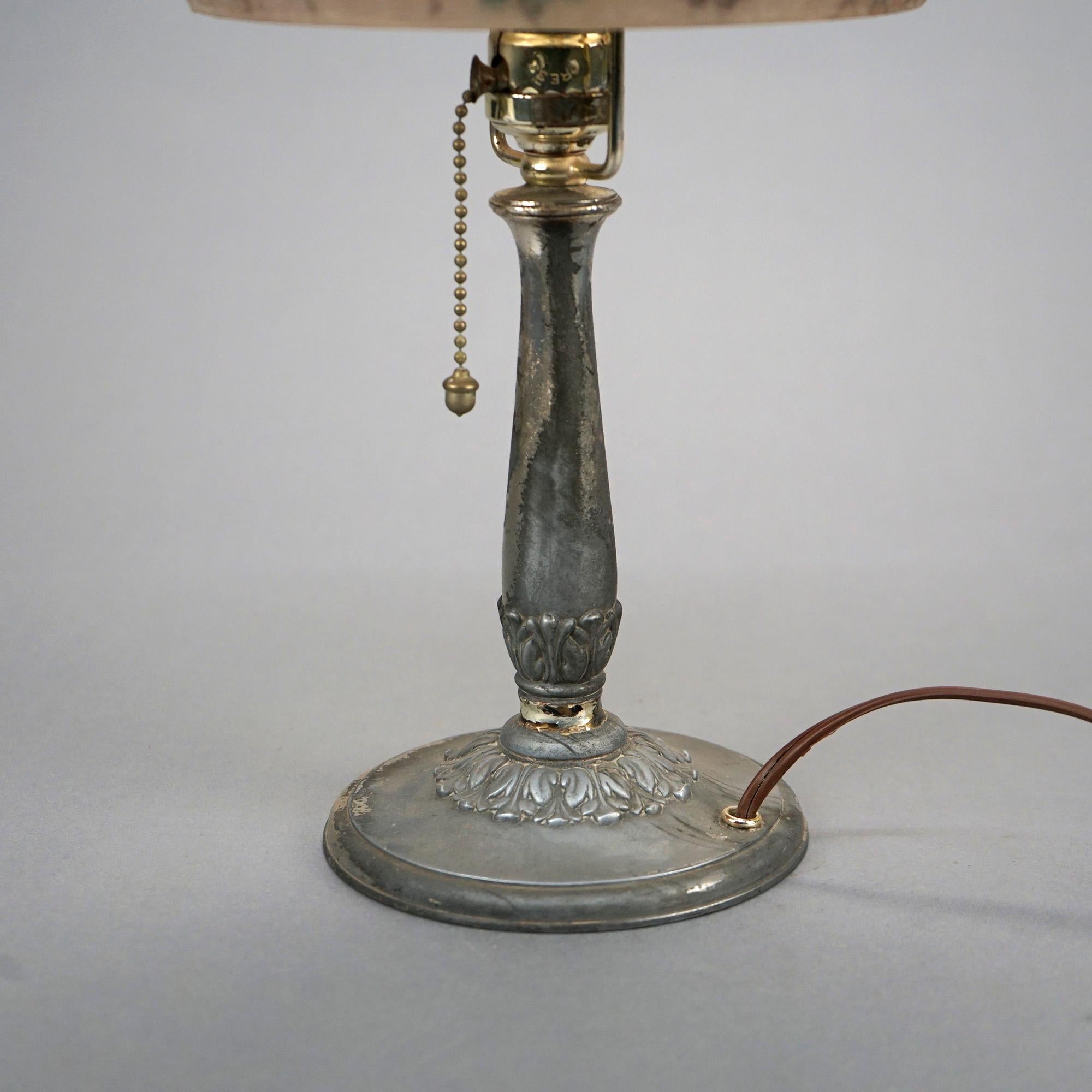 Antique Handel Reverse Painted Boudoir Lamp Circa 1920 3