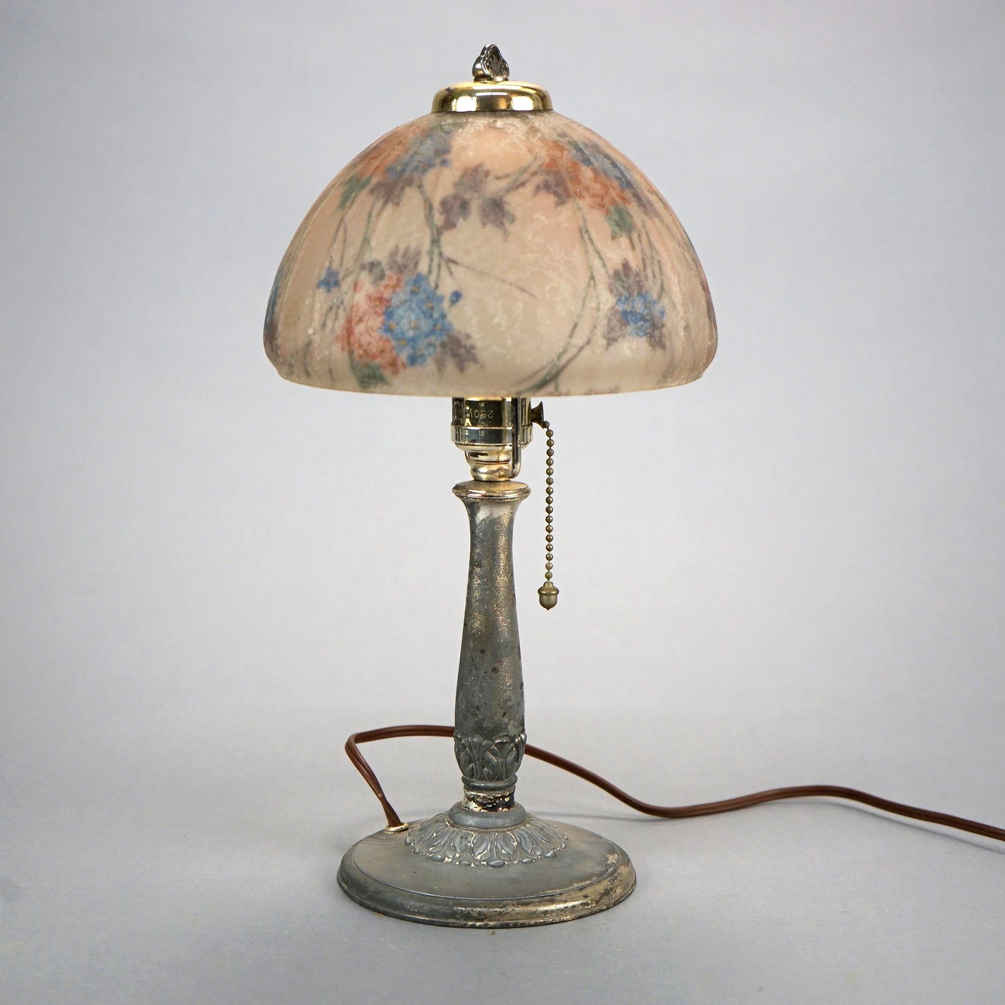American Antique Handel Reverse Painted Boudoir Lamp Circa 1920