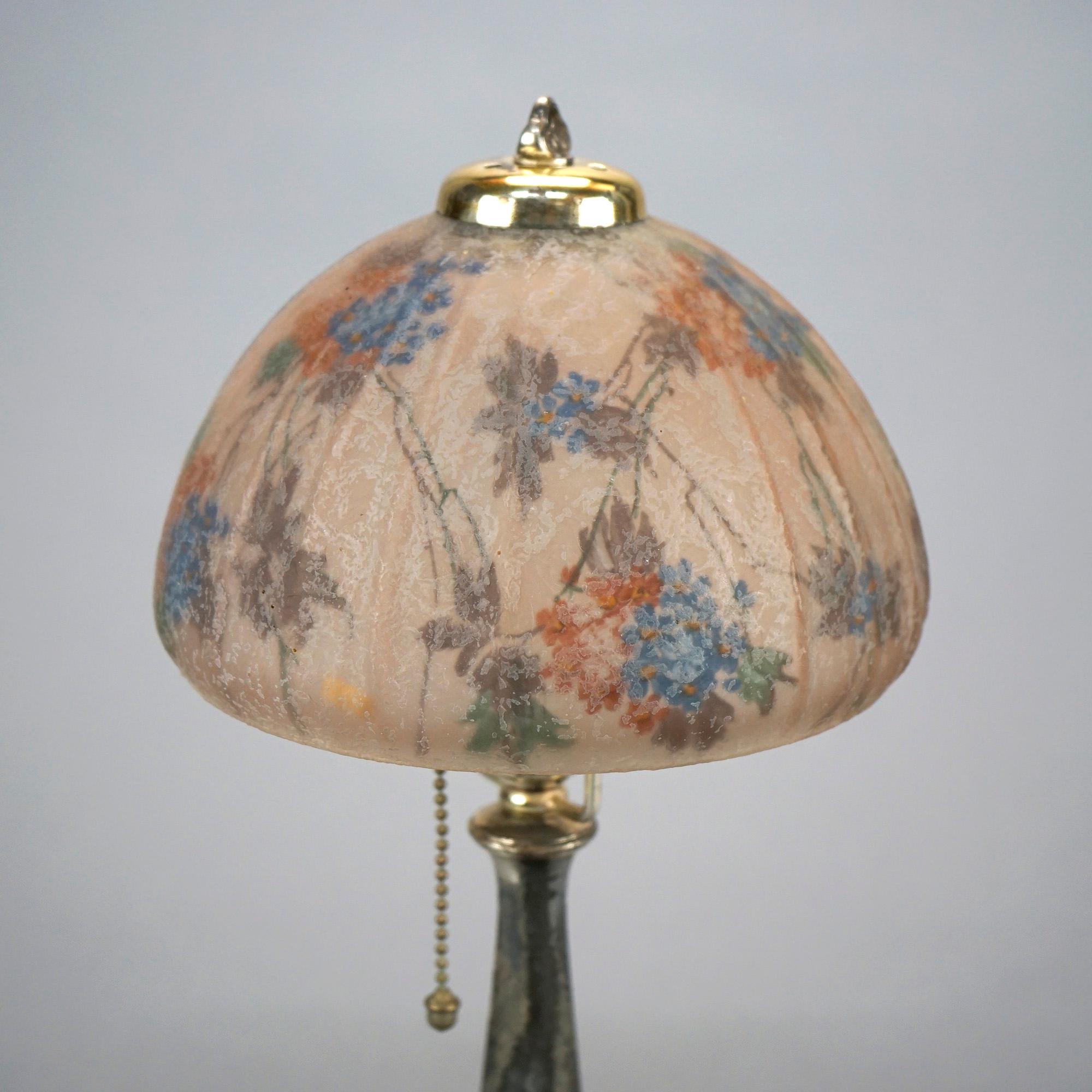 20th Century Antique Handel Reverse Painted Boudoir Lamp Circa 1920