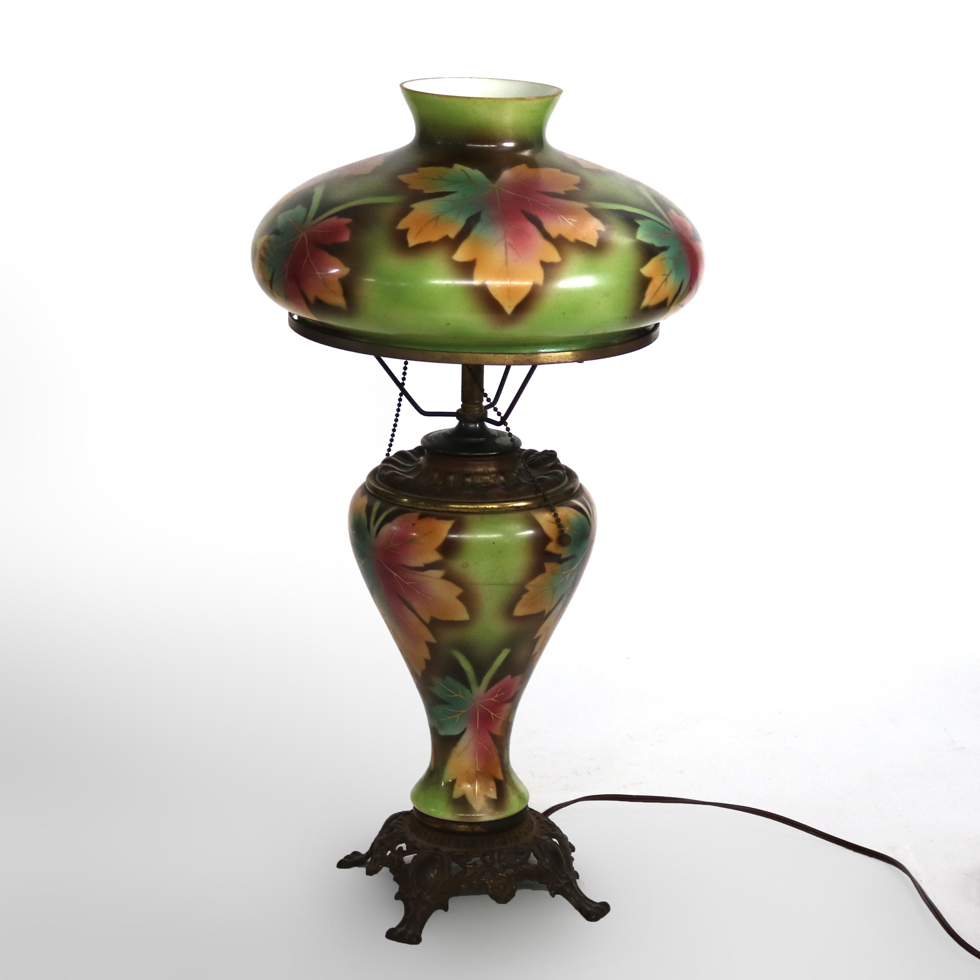 American Antique Handel School Arts & Crafts Hand Painted Table Lamp C1920