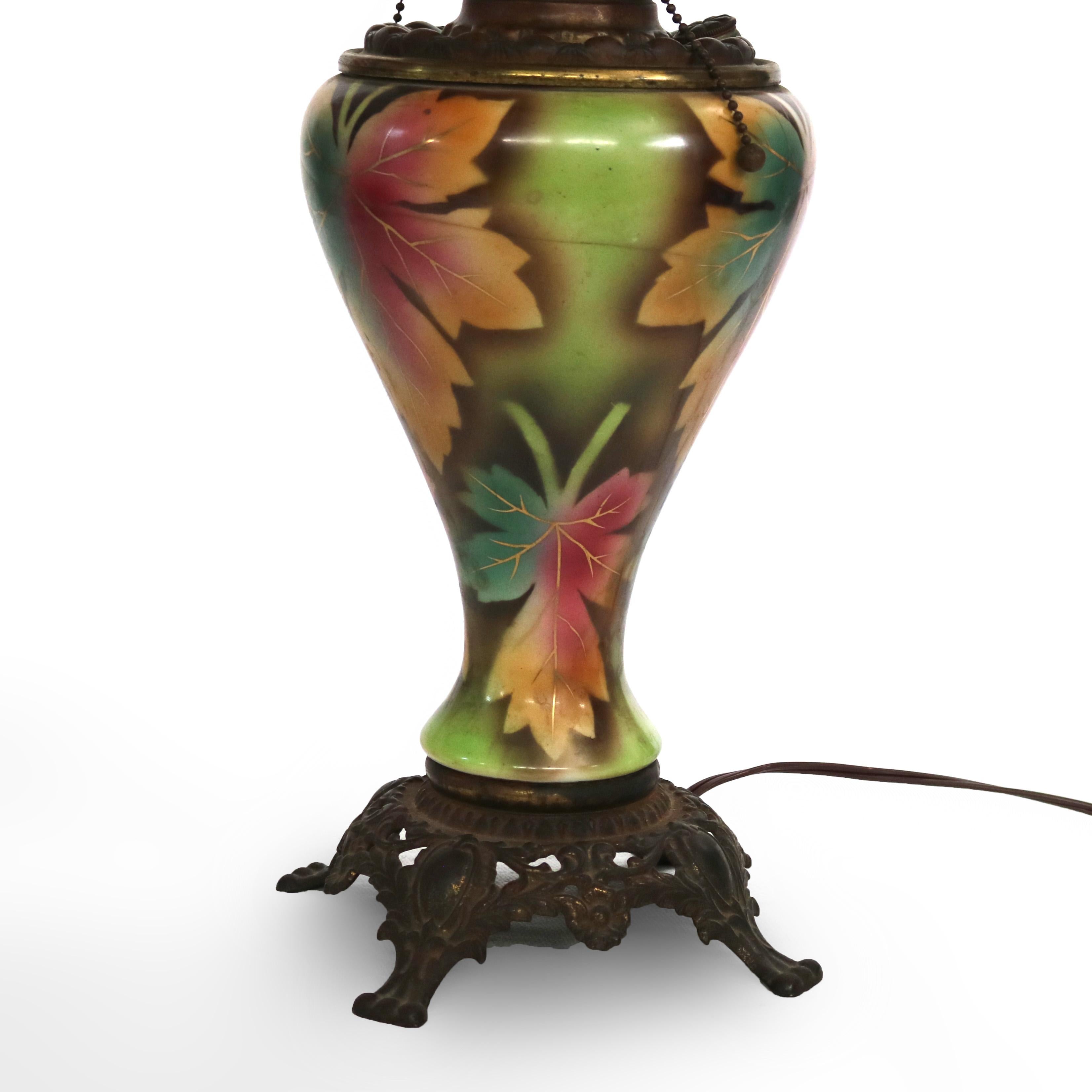 Antique Handel School Arts & Crafts Hand Painted Table Lamp C1920 In Good Condition In Big Flats, NY
