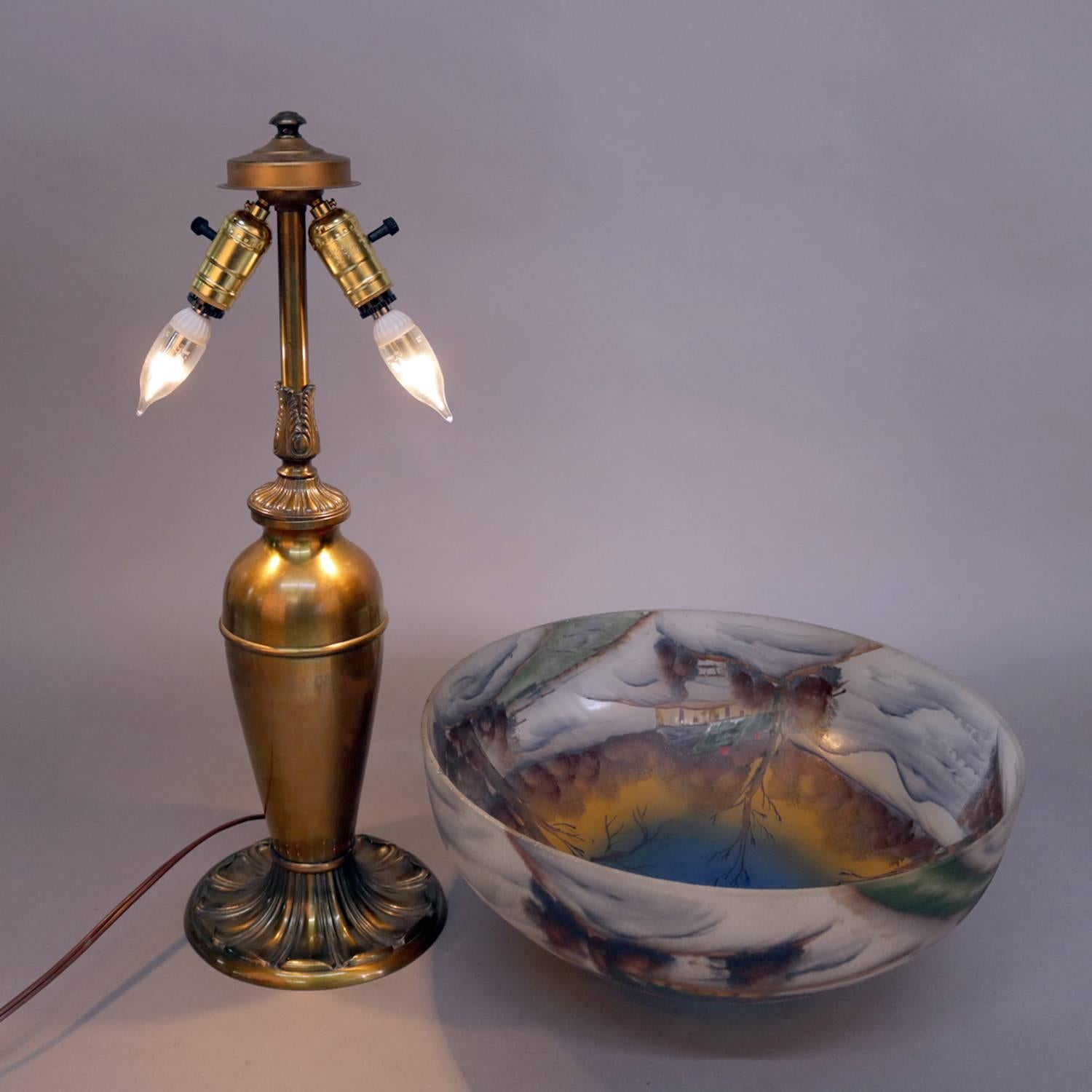 reverse hand painted table lamps