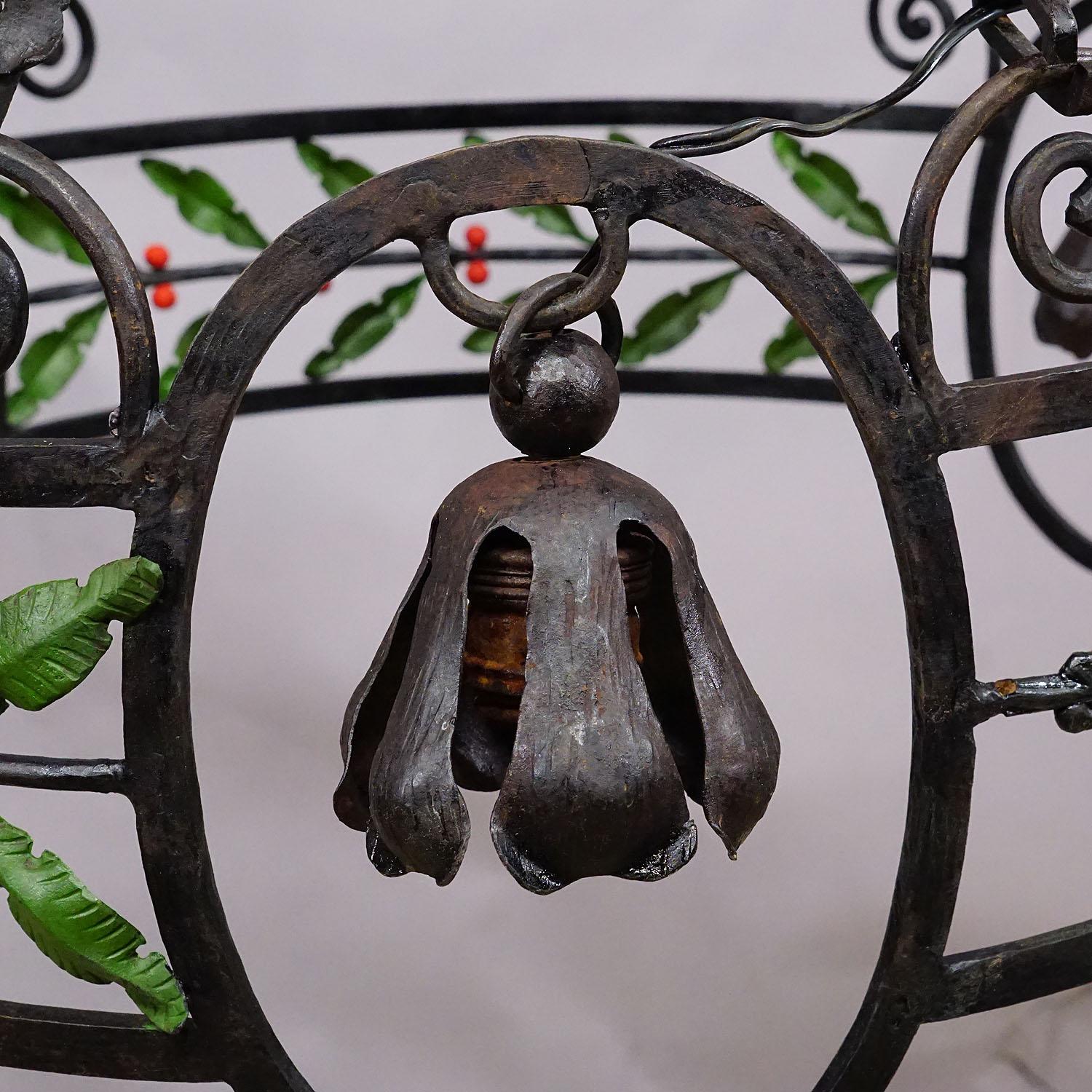 19th Century Antique Handforged Iron Chandelier, Germany ca. 1900 For Sale