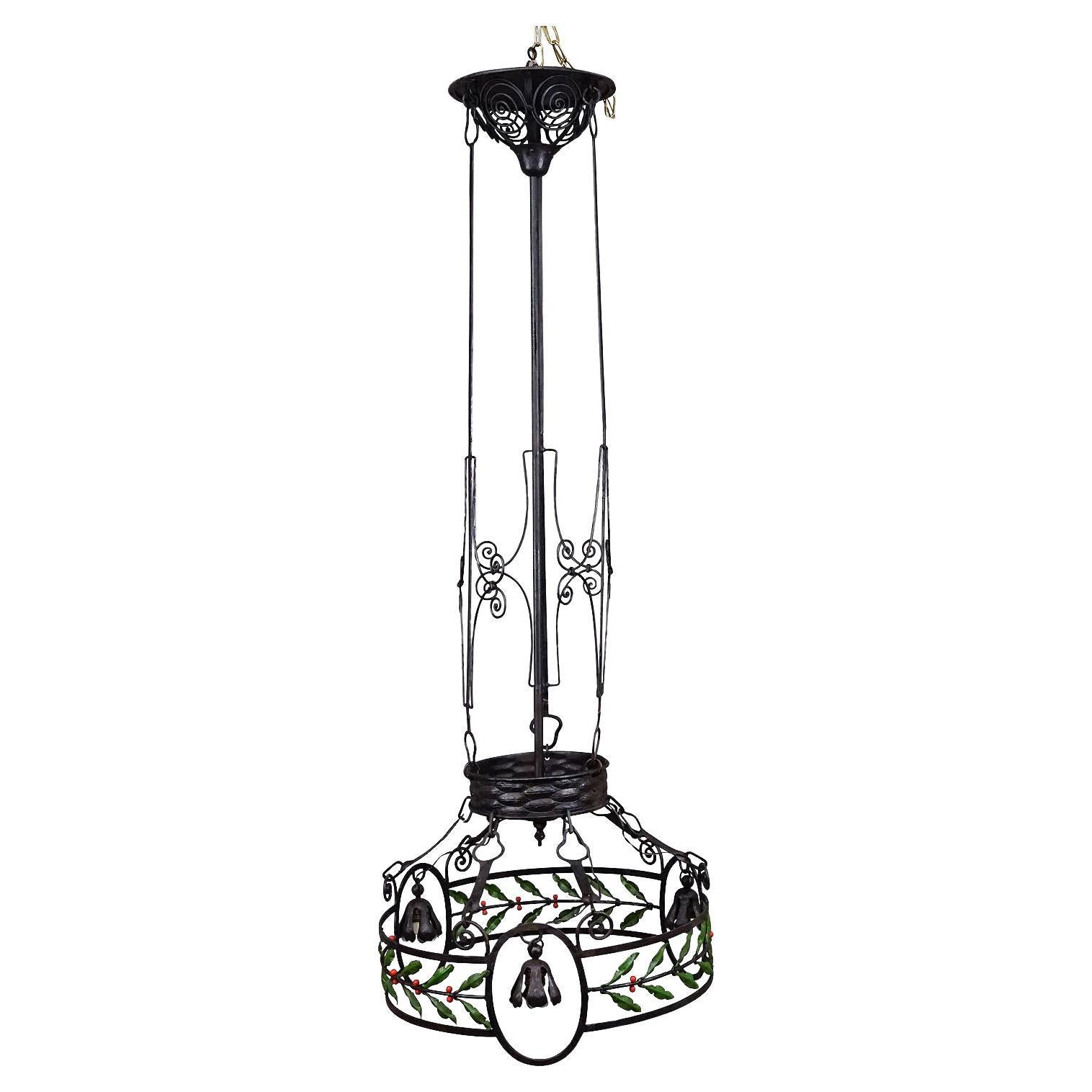 Antique Handforged Iron Chandelier, Germany ca. 1900 For Sale