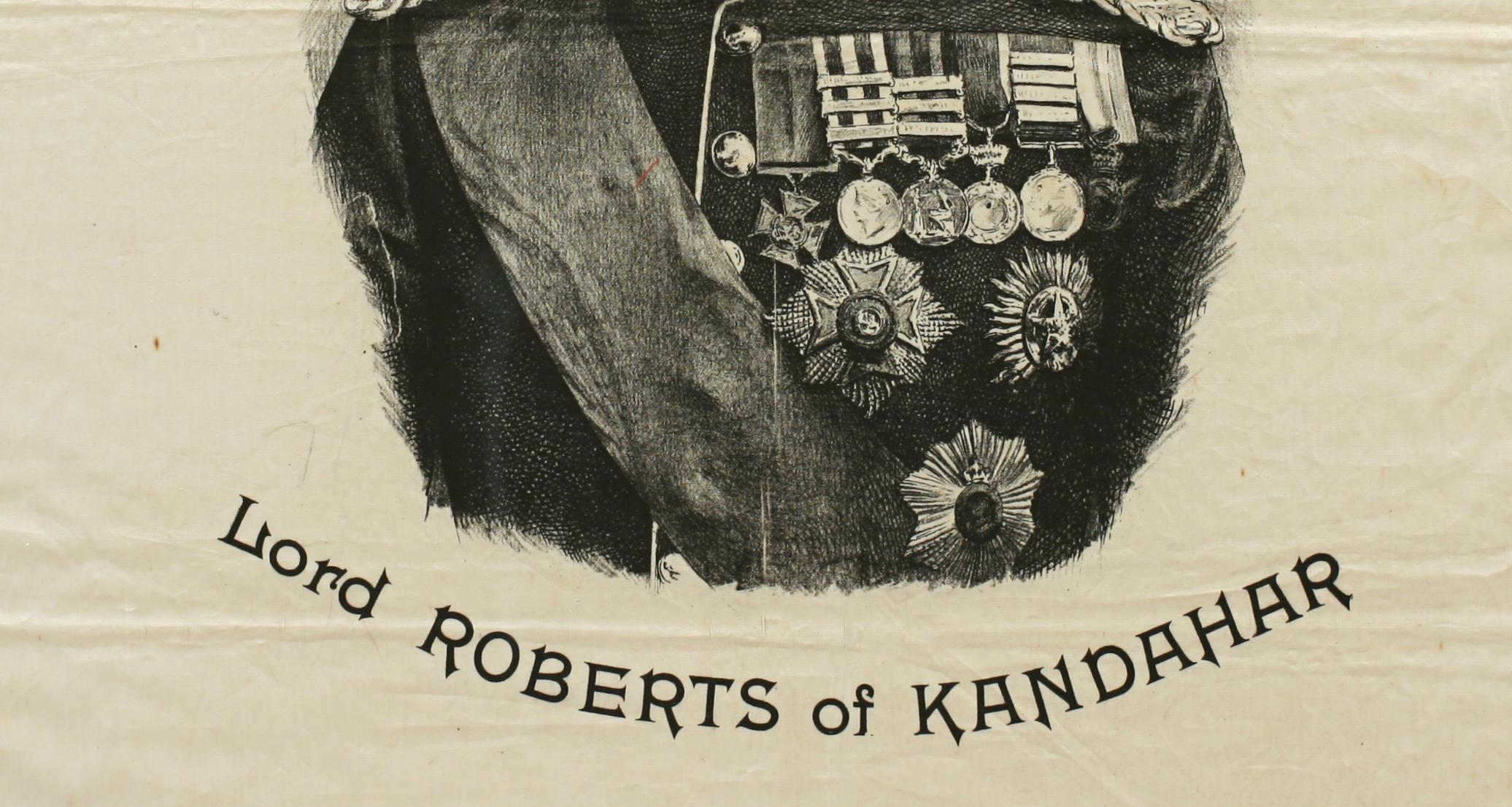 Early 20th Century Antique Handkerchief of Lord Roberts of Kandahar For Sale