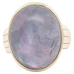 Antique Handmade 14k Yellow Gold 32ct Purple Star Sapphire Bezel Solitaire Ring