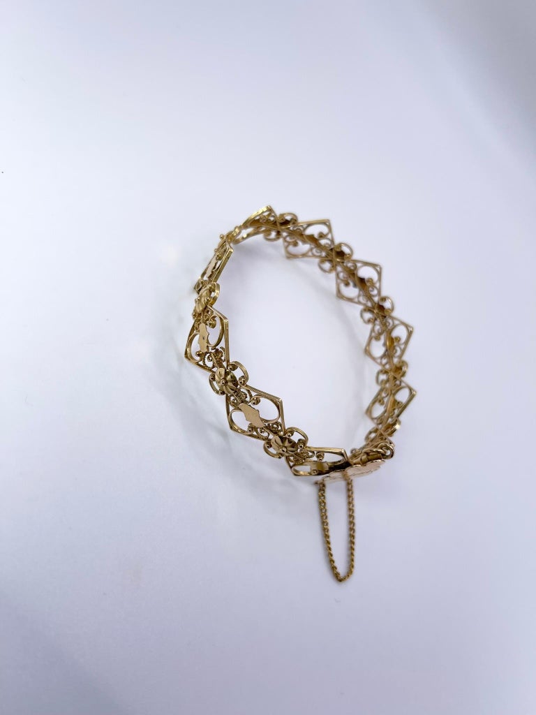 Antique Handmade Bangle 18KT yellow gold Vintage wide bangle pure solid