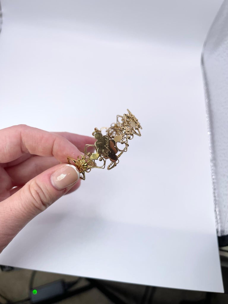 Antique Handmade Bangle 18KT yellow gold Vintage wide bangle pure solid ...