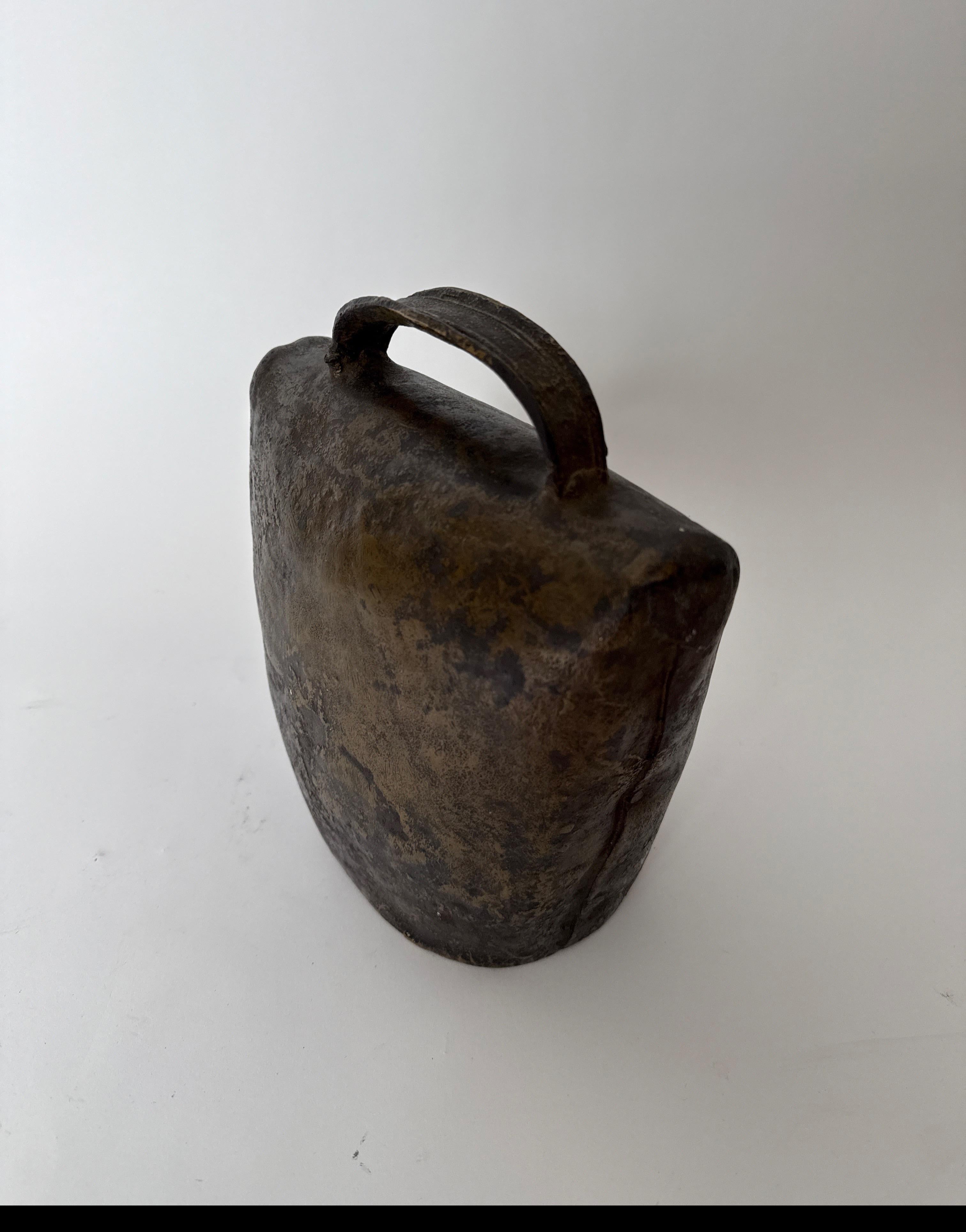 Hand-Crafted Antique Handmade Bronze Cowbell From Switzerland 1850s For Sale