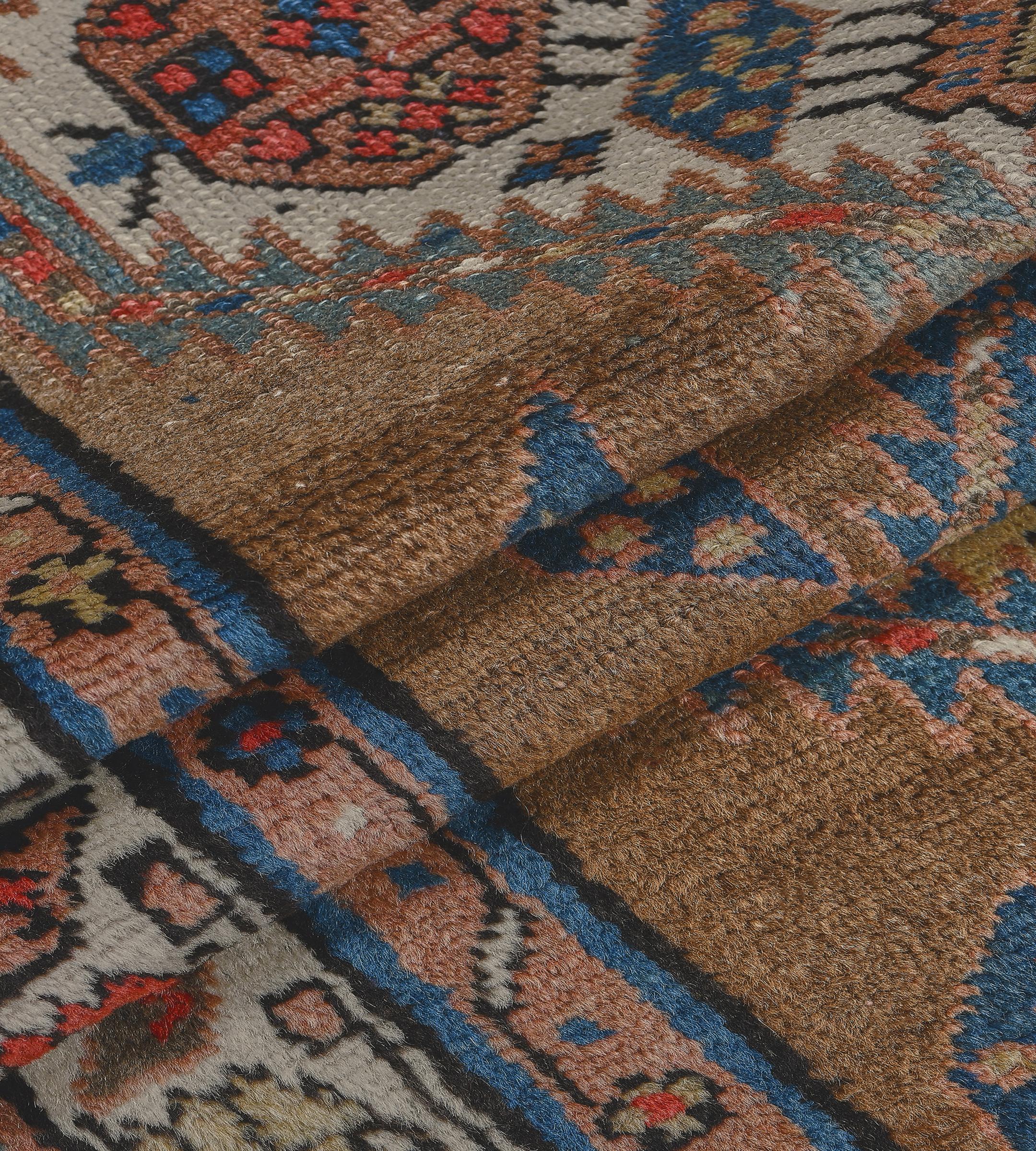 Antique Handmade Camel-Brown Wool Persian Serab Runner For Sale 2