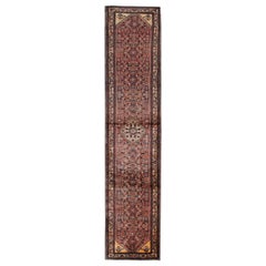 Antiker handgefertigter orientalischer Teppich-Läufer, traditioneller Woll-Läufer 390x85cm 