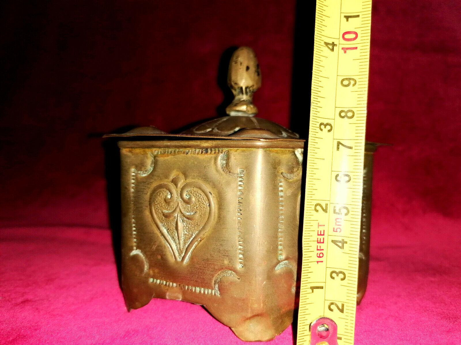 Antique Handmade Carved Brass Tobacco / Tea Tin Box with Lid, 18th C For Sale 7