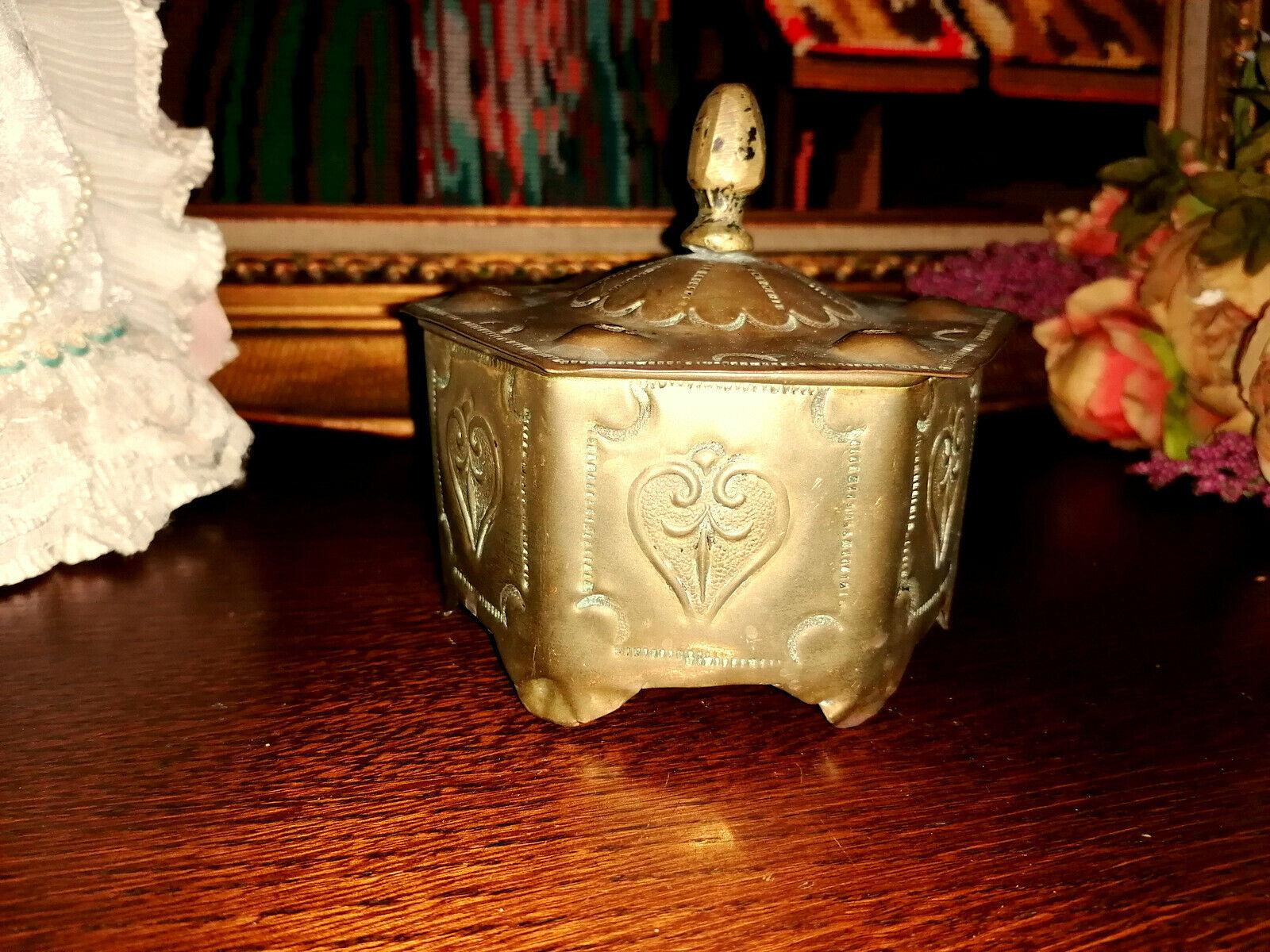 Antique Handmade Carved Brass Tobacco / Tea Tin Box with Lid, 18th C For Sale 2